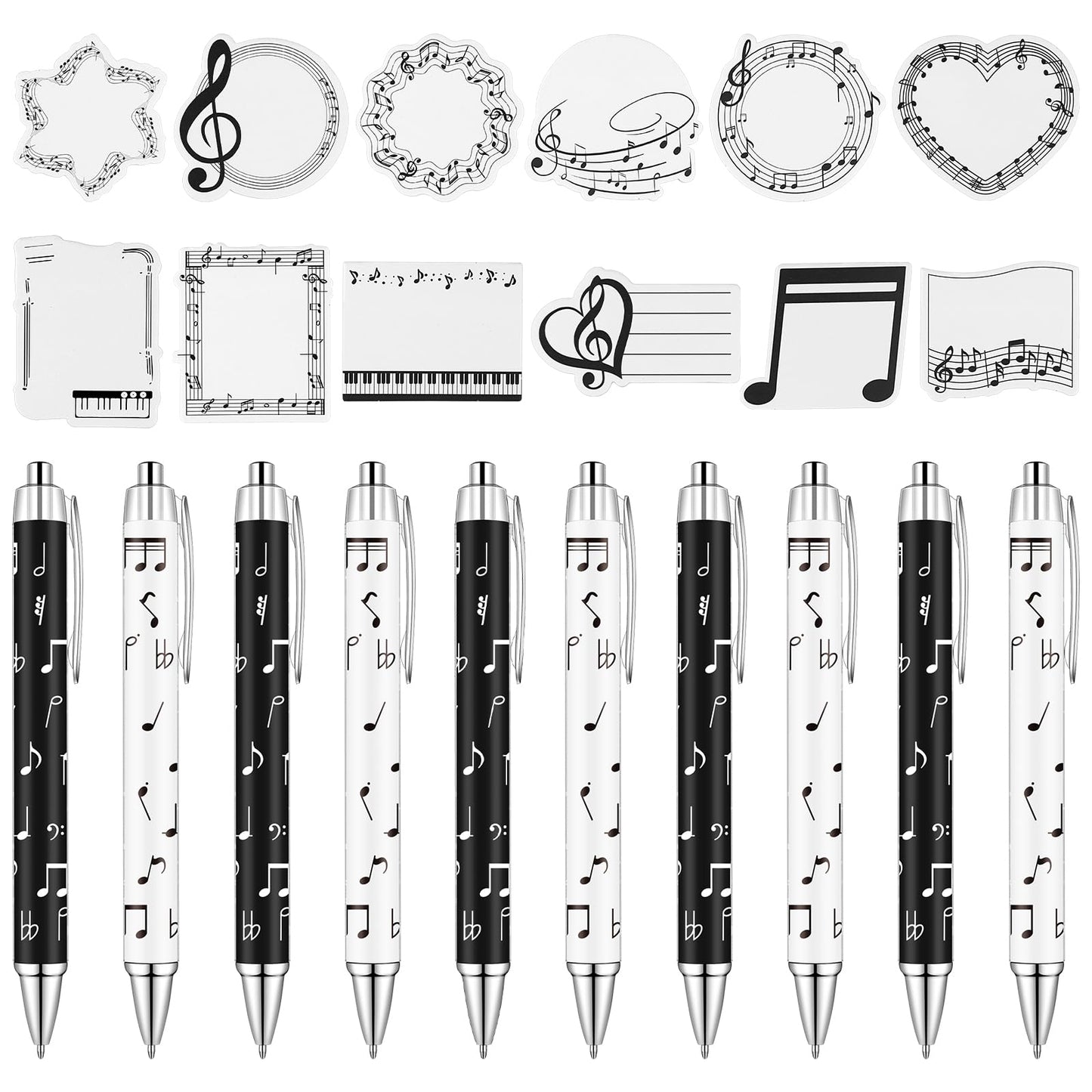 LIUBUJINGYING 48 Pcs Music Sticky Notes Music Themed Sticky Note Pads with Musical Note Ballpoint Pens Musical Note Message Reminder Writing Memo Page for Piano Teacher Appreciation Gift Office