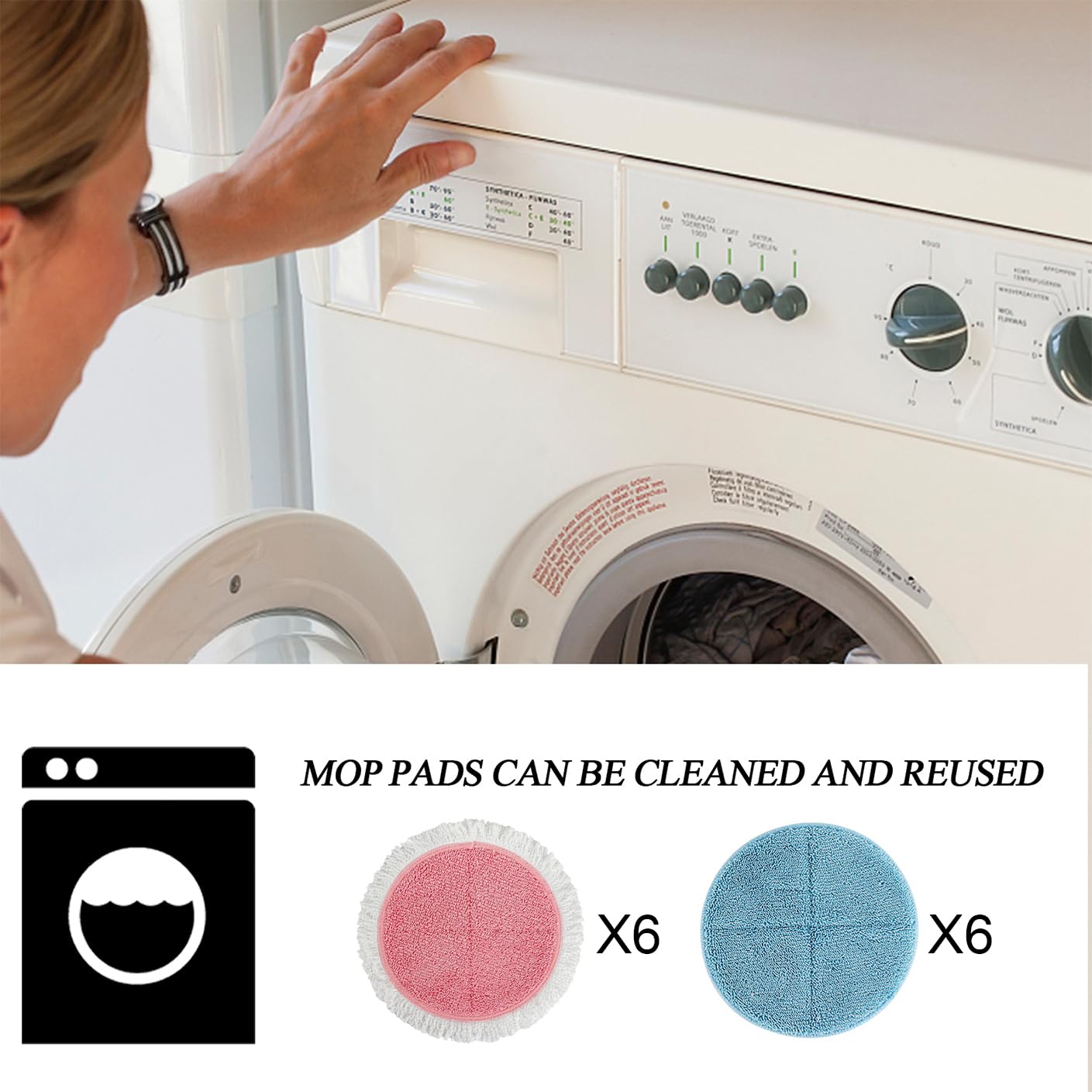 BeiLan Electric Mop Pads Spin Wave Replacement - 12 Pack Electric Mops for Floor Cleaning - 7.28inch Spin Replacement Mop Pads (7.28inch-12Pack)