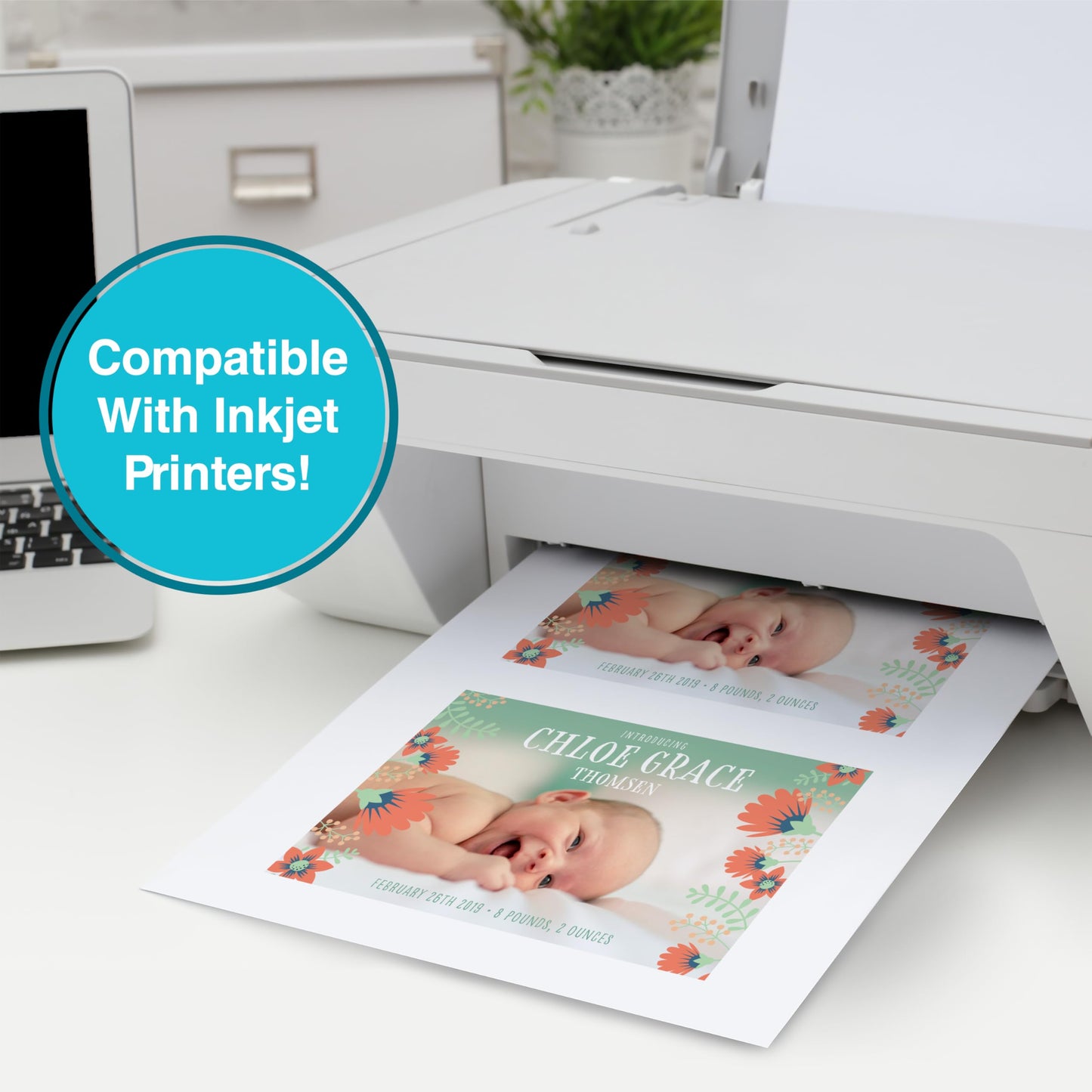 PrintWorks White Matte Cardstock 8.5" x 11" - 100 Sheets - 200 GSM Paper/110 lb Cardstock - Prints Like Matte Photo Paper - Ideal for School & Crafts - Photo Card Stock Made in The USA (00568)