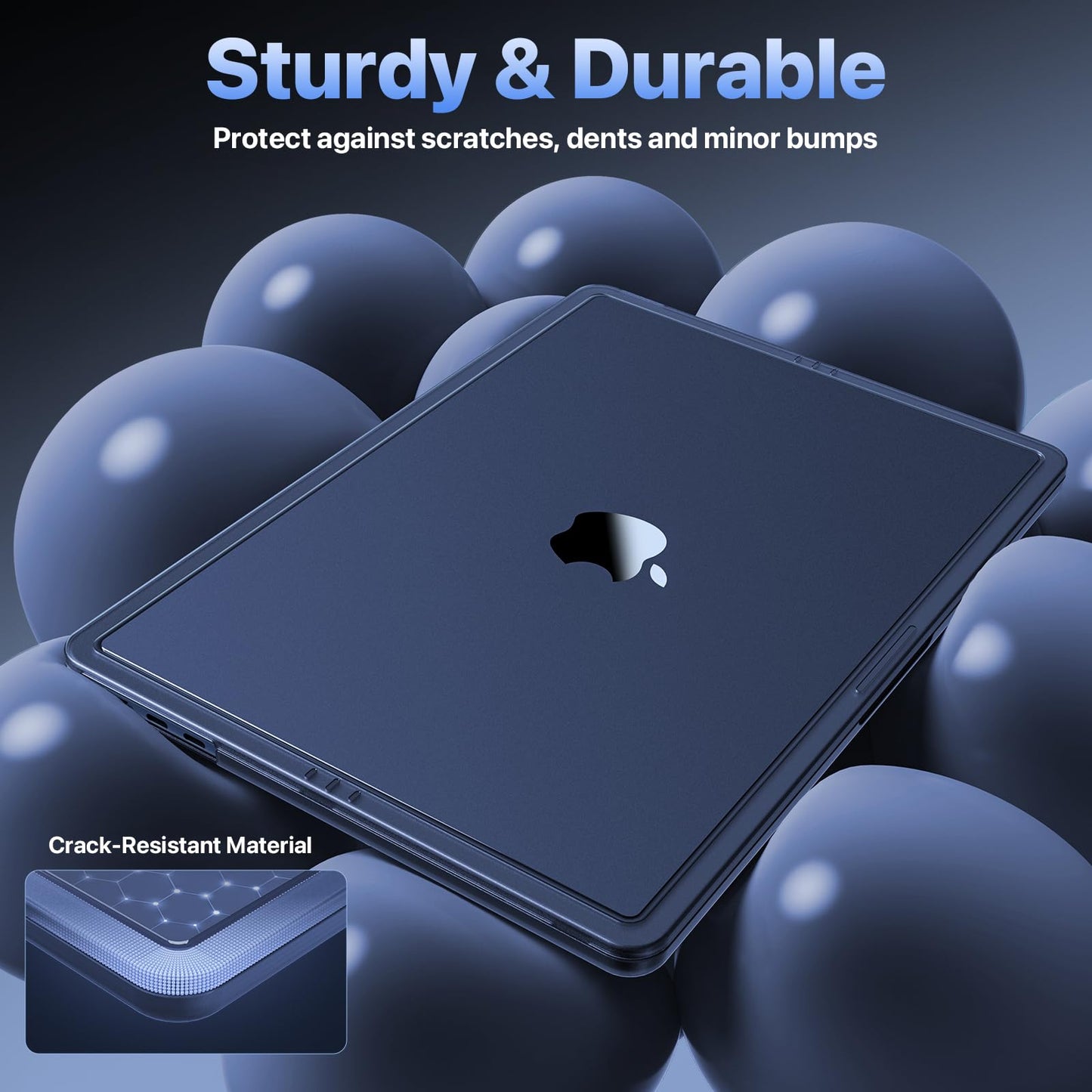 Soonjet CrackGuard for MacBook Air 15 inch Case | M5 M4 M3 M2 2026 2025-2023 | Anti-Crack Upgrade |100% Match Official Color | Hard Shell Laptop Cover | A3448 A3241 A3114 A2941 | Midnight Clear