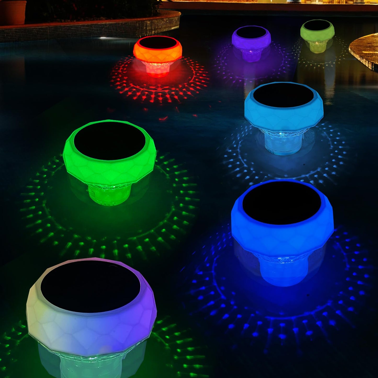 2 in 1 Floating Pool Lights, Solar Pool Lights with Remote Control, 7 Color Changing Pool Lamp Pool Accessories, Solar Powered Floating Hot Tub Lights for Night