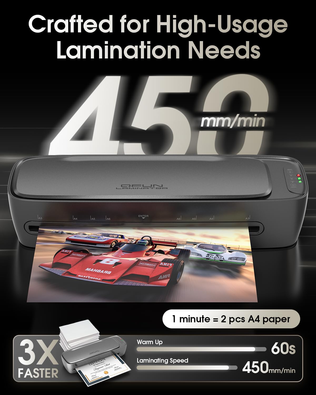Qfun Laminator Machine 13 inch, Never Jam Thermal Laminator with NTC Constant Temp & 60s Warm-Up, 9-in-1 Hot & Cold Office Laminating Machine with 30 Laminating Sheets for School Home Gift