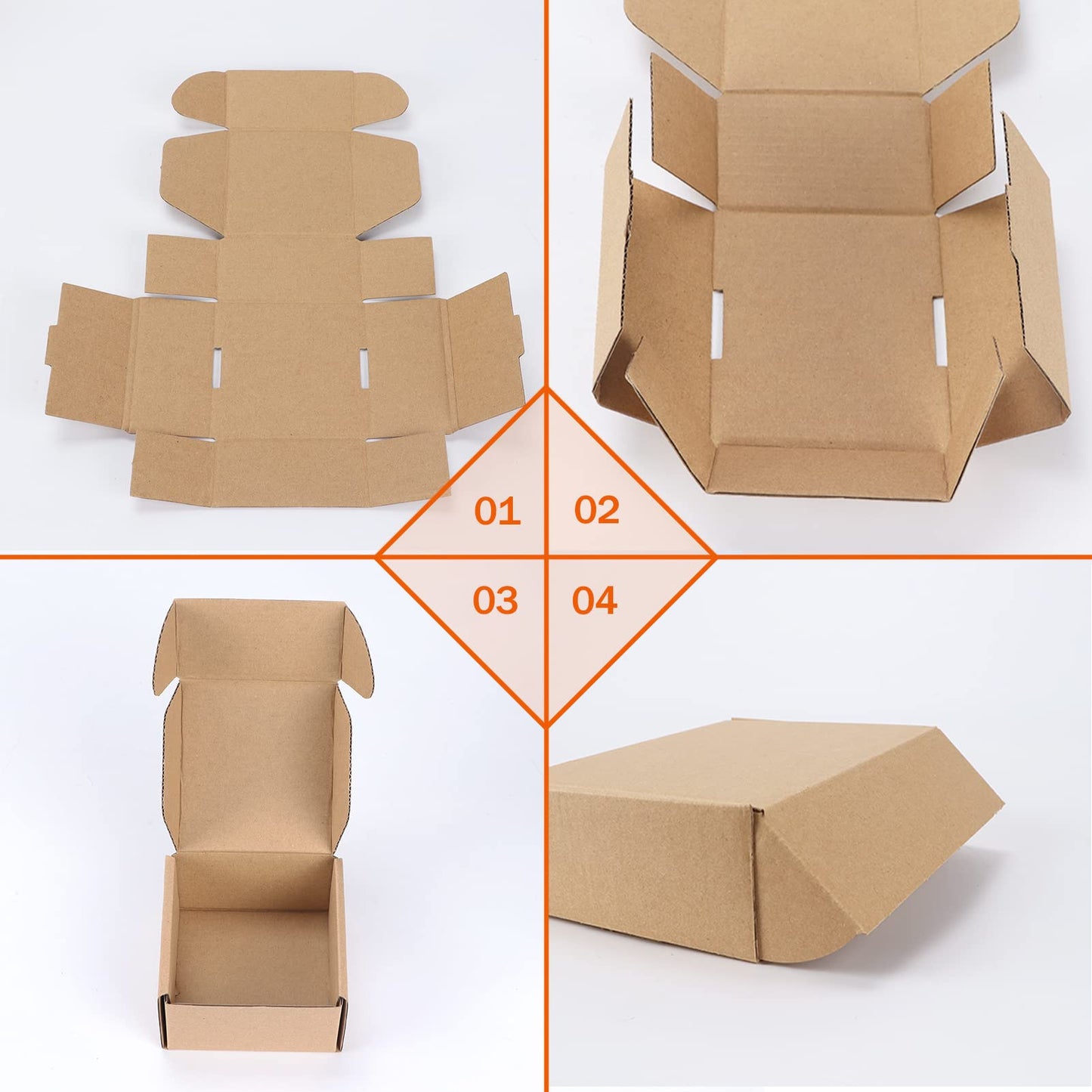 PHAREGE 4x4x2 inch Shipping Boxes 50 Pack, Brown Cardboard Gift Boxes with Lids for Wrapping Giving Women Men Presents, Small Corrugated Mailer Boxes for Packaging Mailing Small Business