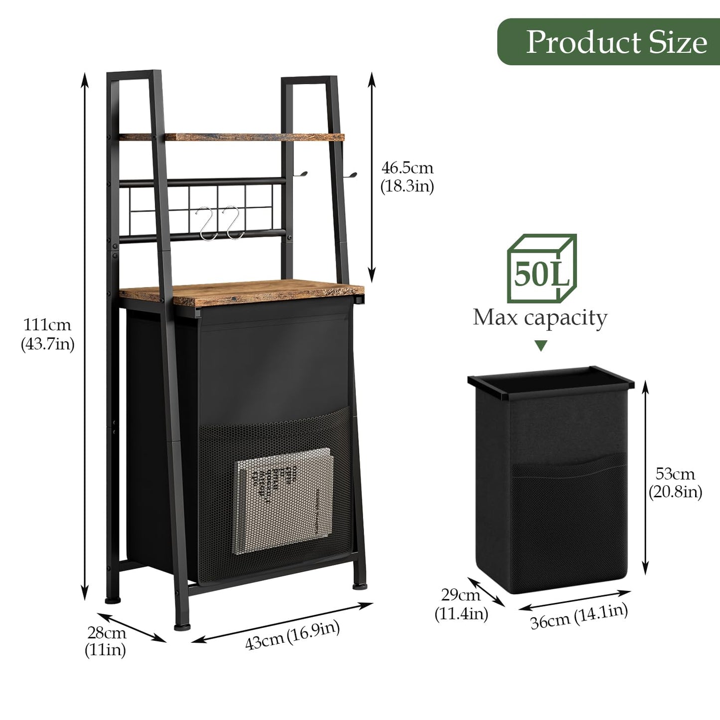 Laundry Hamper Laundry Basket Removable Laundry Sorter Bags with 2 tier Shelf Dirty Clothes Hamper Organizer Bathroom Bedroom Laundry Room apartment