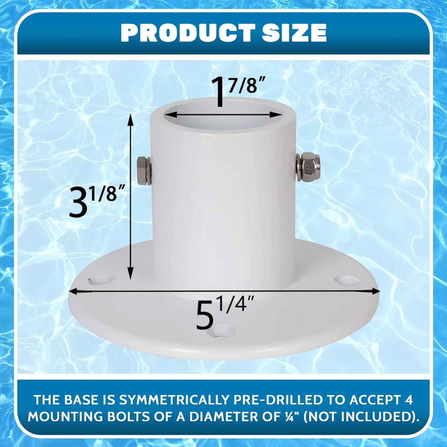 ECOTRIC Deck Anchor Flange Cast Aluminum Above Ground Pool Ladders/Handrails/Slide - 1 7/8” Inch Diameter of 1.9"(4PC)