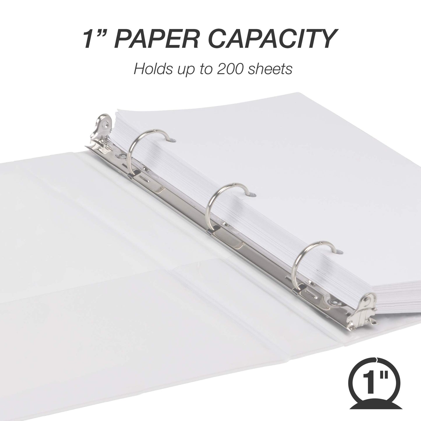 Samsill Economy 1 Inch Mini 3 Ring Binder, Made in The USA, Round Ring Binder, Non-Stick Customizable Cover, White, 6 Pack