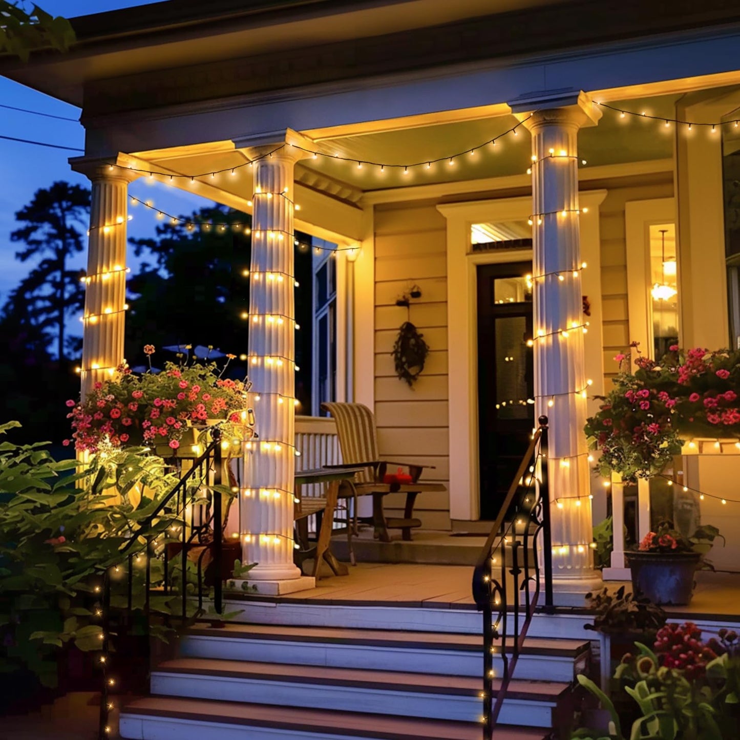 JMEXSUSS 2 Pack Solar String Lights Outdoor Waterproof, Total 400 LED 151FT Solar Christmas Lights with 8 Modes, Solar Tree Lights for Outside Garden Patio Party Christmas Decorations (Warm White)
