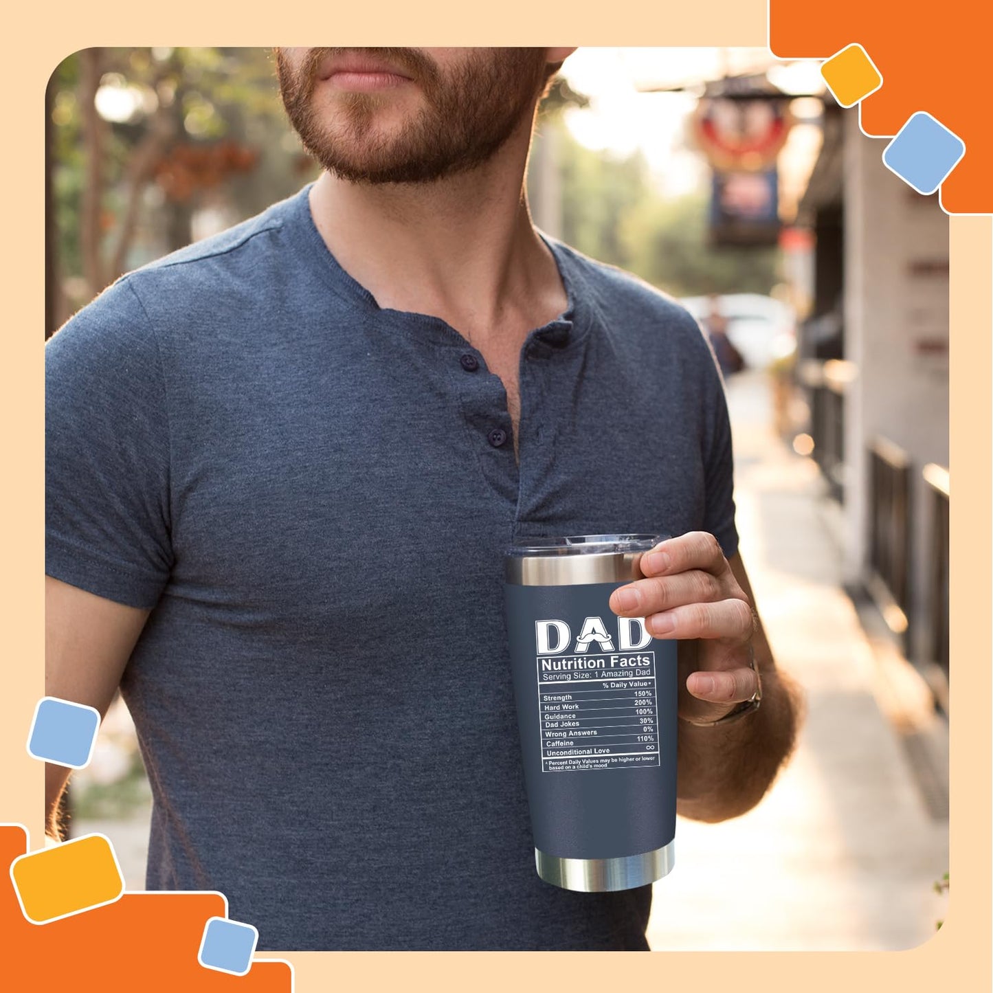 NewEleven Birthday Gift for Dad - Birthday Gifts for Dad from Daughter, Son, Kids - Husband Gift - Birthday Present Ideas for Father, New Papa, Bonus Father from Daughter, Son - 20 Oz Tumbler