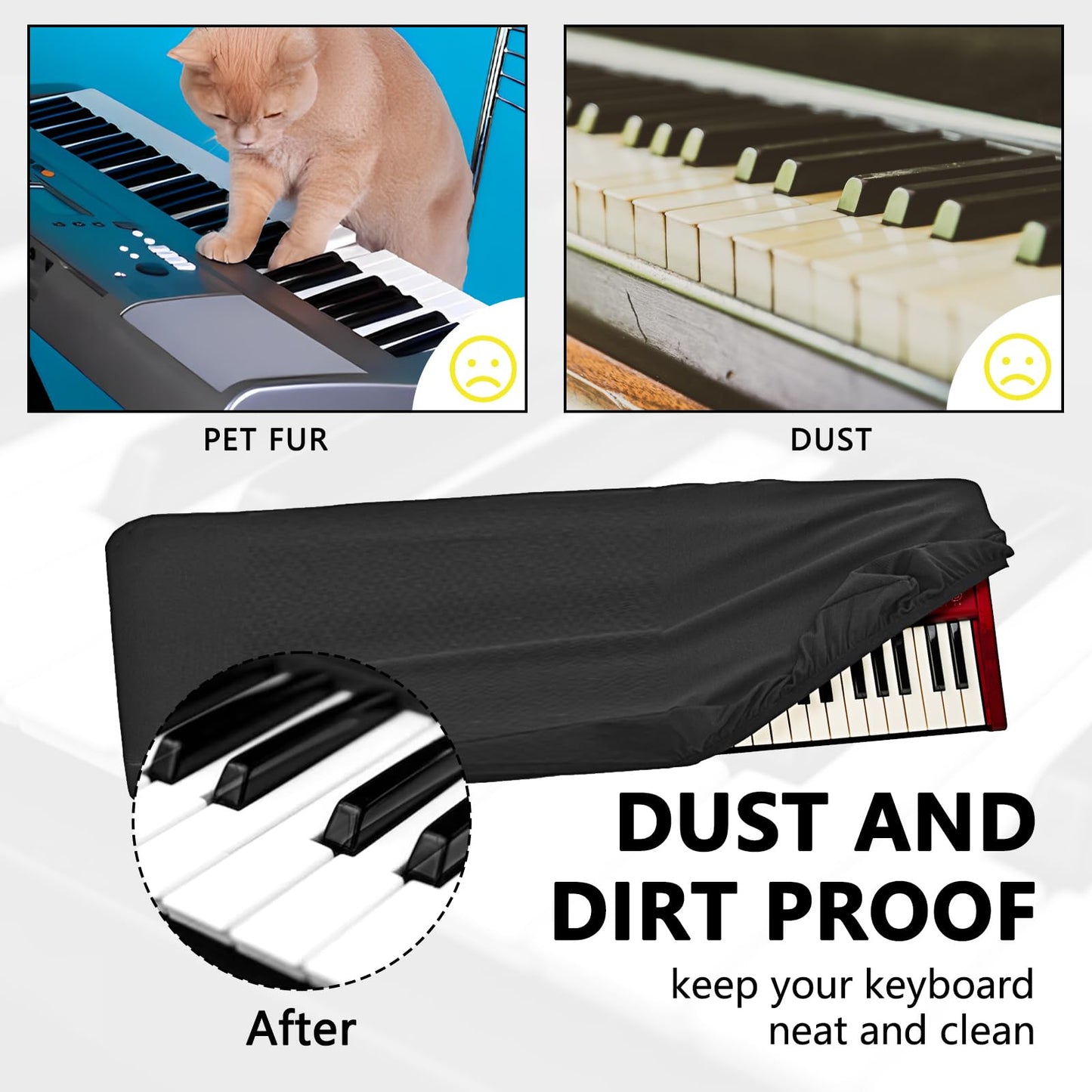 Musiin 73 and 76 Keys Piano Keyboard dust Cover,Compatible with Nord Electro 6D 73 Key, Yamaha NP-15, Luxury Chinlon Anti-dust & Scratch-Proof, Smooth Touch & Custom Fit