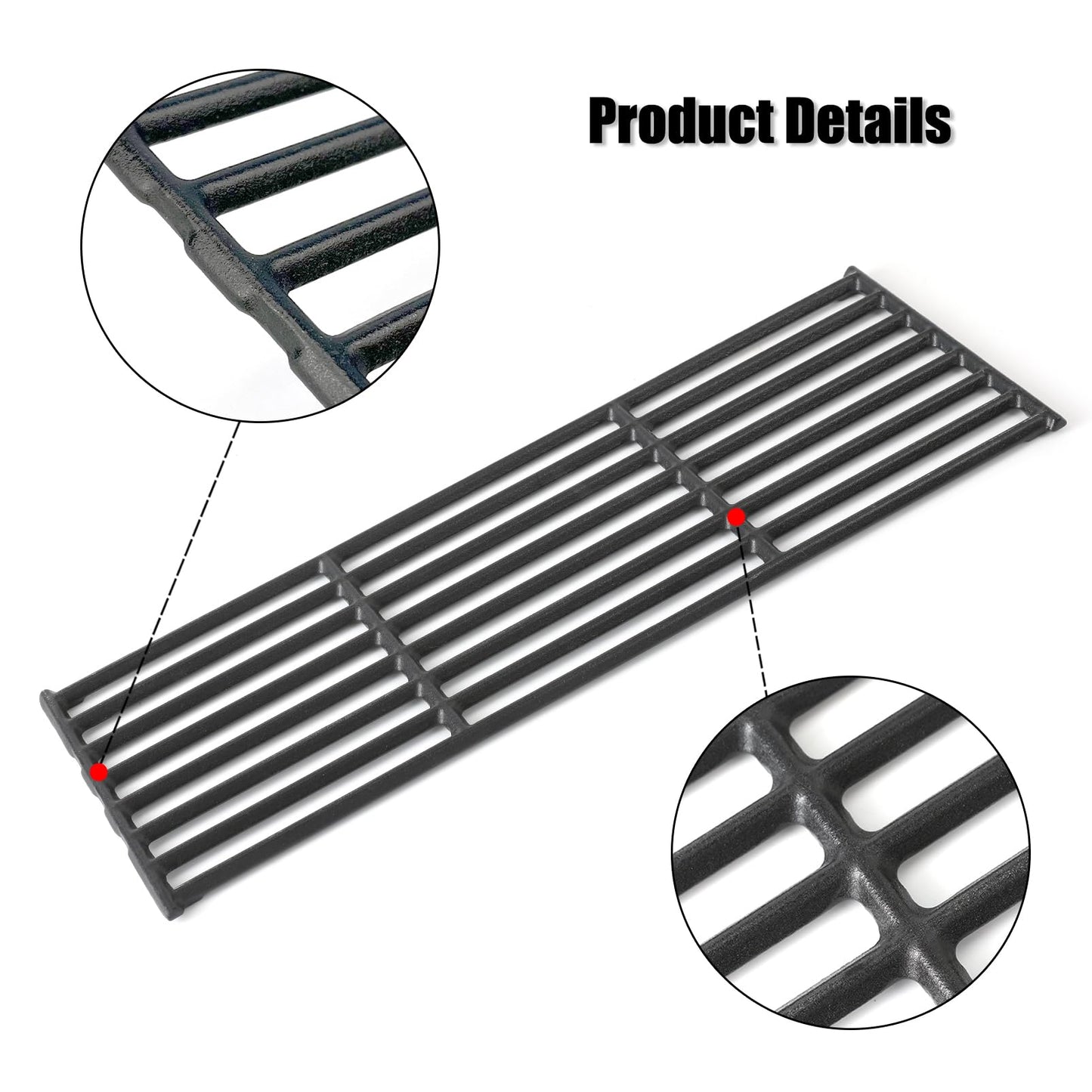 BBQSAVIOR PG74 BBQ Grill Grates for Broil King Baron 440 420 490 320, Broil-Mate and Huntington Models,17 3/8 Inch Cast Iron Cooking Grates Replacement Parts 4-Pack