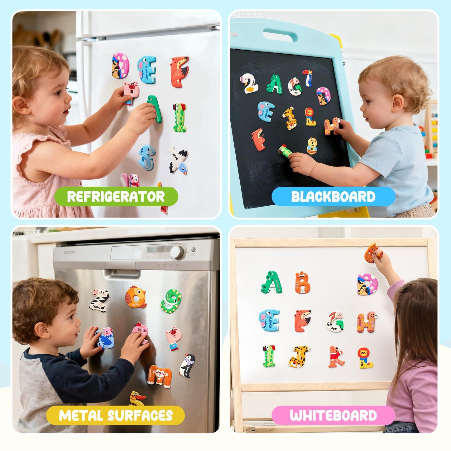 JoyCat Magnetic Letters and Numbers Fridge Magnets, Soft PVC Learning Refrigerator Toy Set for Kids & Toddlers, 26 Animal Alphabet Letters and 0-9 Numbers, Birthday Gift for Baby Boys and Girls