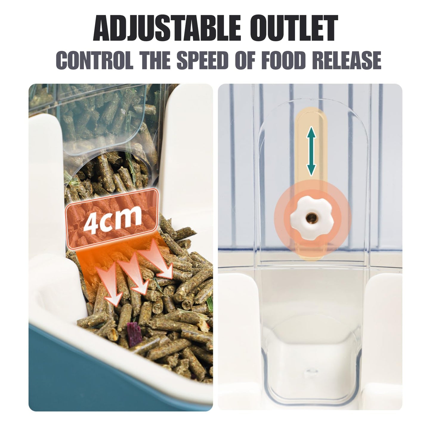 Automatic Pet Food Water Dispenser, Auto Gravity Pet Feeder Water Bottle Set for Cage, Feeding Station for Small Dog Cat Rabbit Guinea Pigs Chinchilla Ferret Hedgehog (Grey)