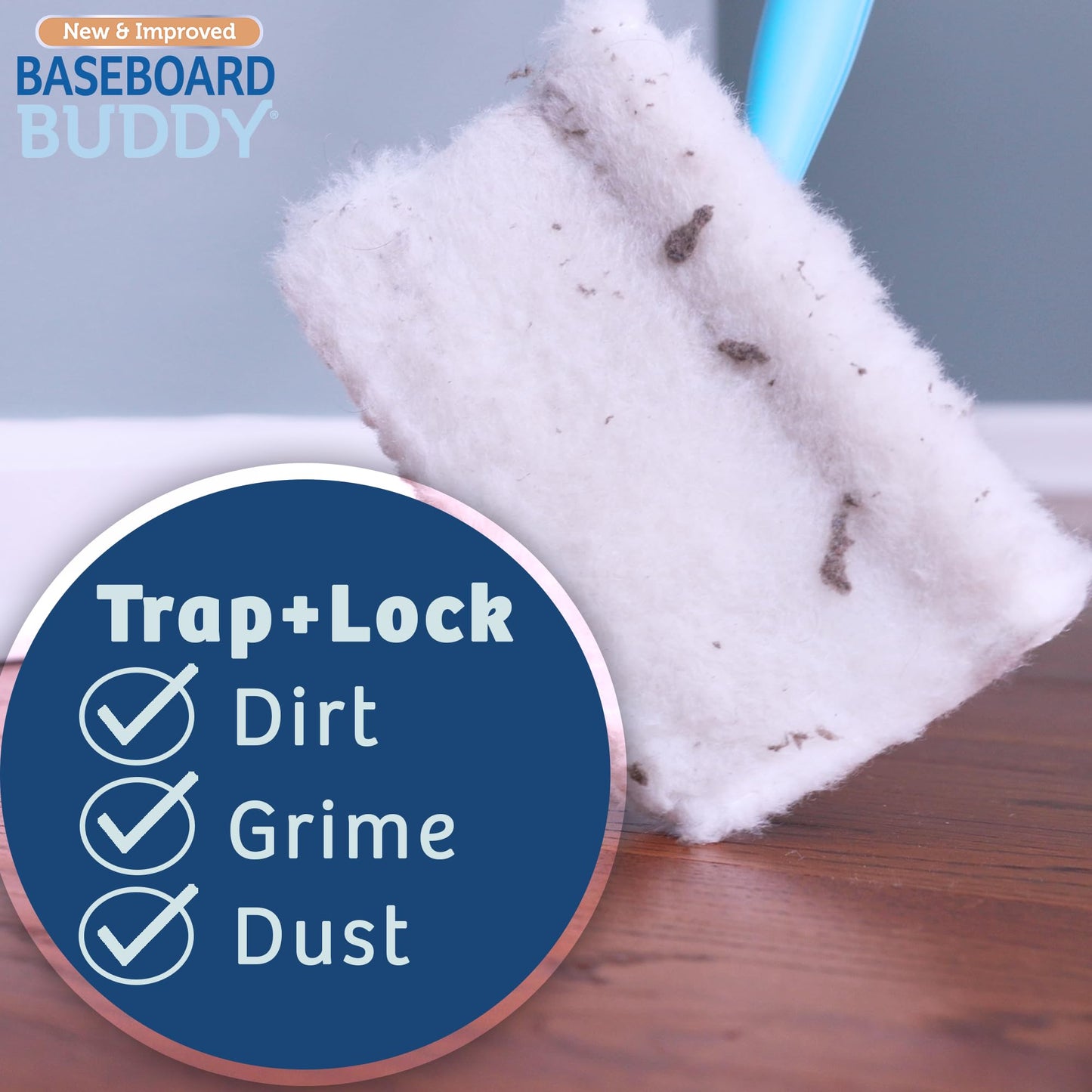 Baseboard Buddy 20-Pack Replacement Pads | Reusable Cleaning Pads for Wet & Dry Use | Trap Dust, Dirt & Pet Hair | Mop Pad Refills for Baseboards, Trim, Molding & More