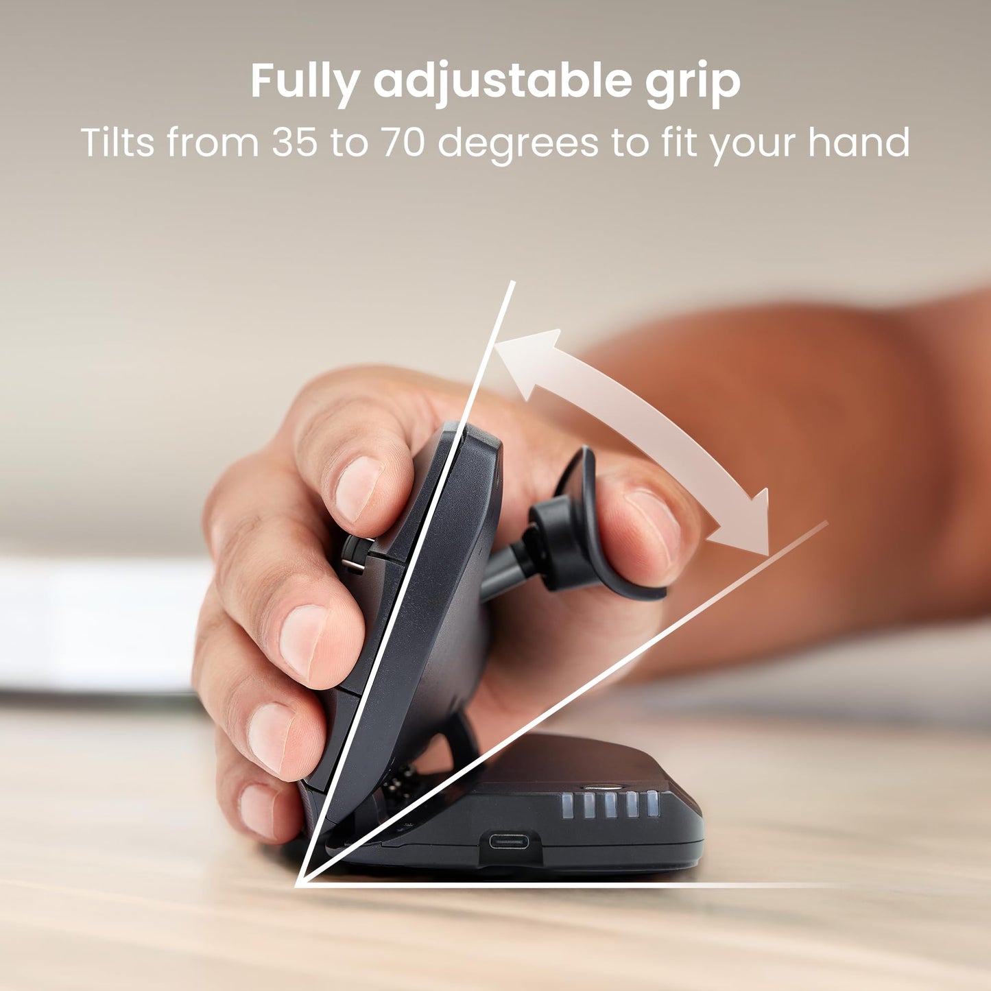 Contour Unimouse: Ergonomic Vertical Mouse Design Relieves Muscle Strain, Adjustable 35°-70° Angle, Customizable Thumb Rest, Rechargeable Battery, 6 Programmable Buttons, Mac and PC