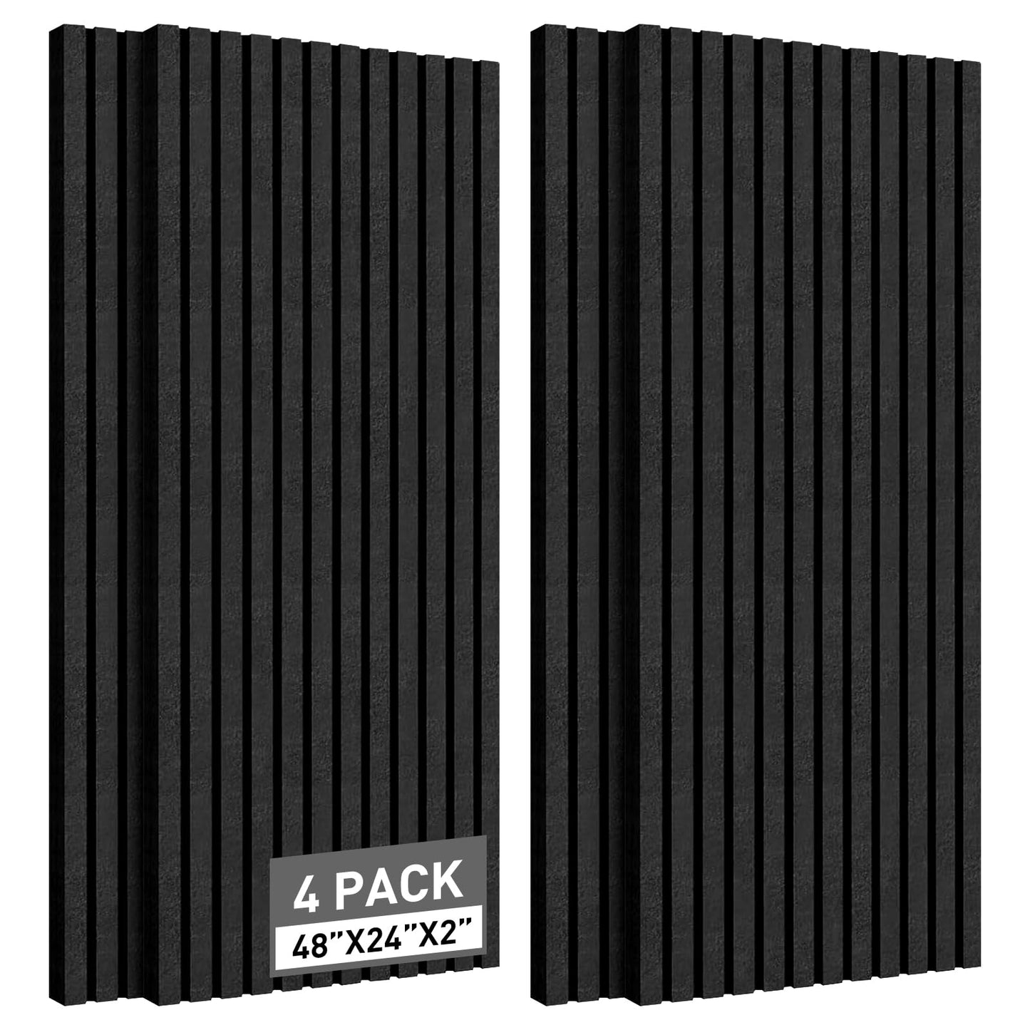 4 Pack Sound Proof Foam Panels for Walls,48X24X2 Inchs Acoustic Foam Panels, High Density Fireproof Acoustic Panels Sound Absorbing, Noise Cancelling Studio Wedges (Black, 4 Pack)