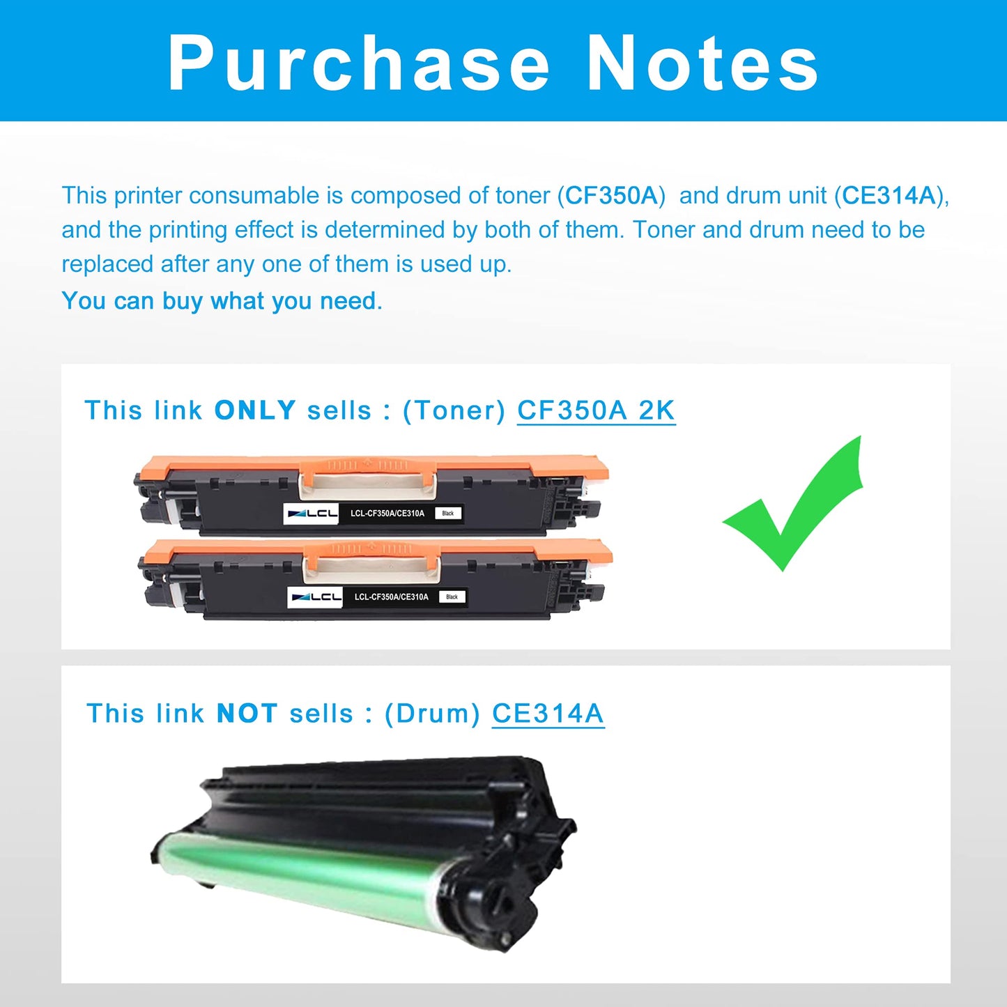 LCL Remanufactured Toner Cartridge for HP 130A CF350A (2-Pack, Black) for HP Color LaserJet Pro MFP M176 M176FN M177 M177FW M176n