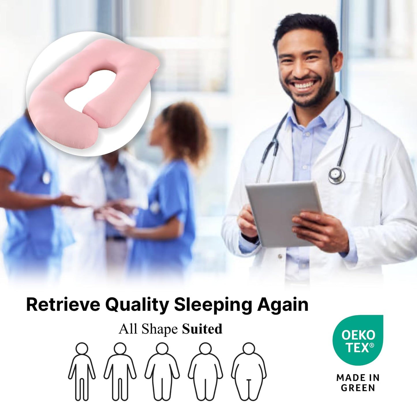 ALLOPERA Pregnancy Pillow, Full Body Maternity Pillow 57 inch, with Removable Washable Cover - Sleep Support for Legs, Back, Neck, Shoulder, HIPS, Belly for Pregnent Women, Jersey Knit Cotton (Pink)