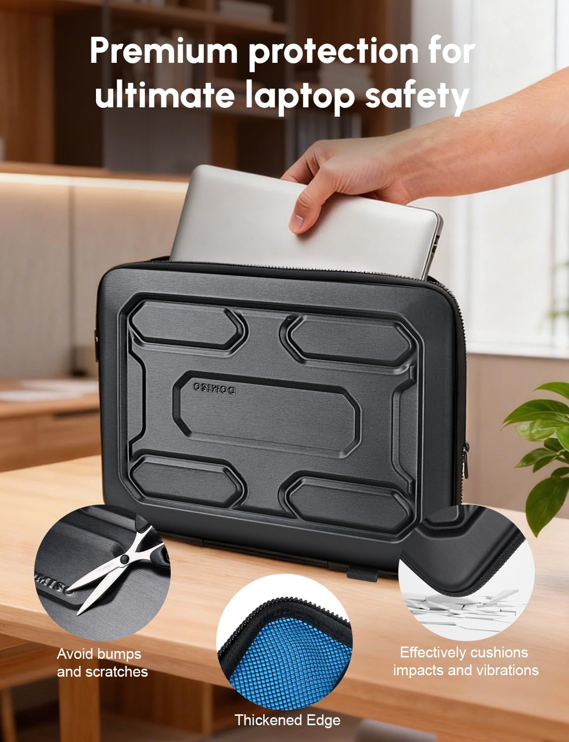 DOMISO 14 inch Laptop Sleeve Shoulder Bag Shockproof Waterproof Computer Bag EVA Protective Carrying Case Handbag for 14" ThinkPad E480/Yoga 920/13.5" Microsoft Surface Book/HP Pavilion 14 Stream 14