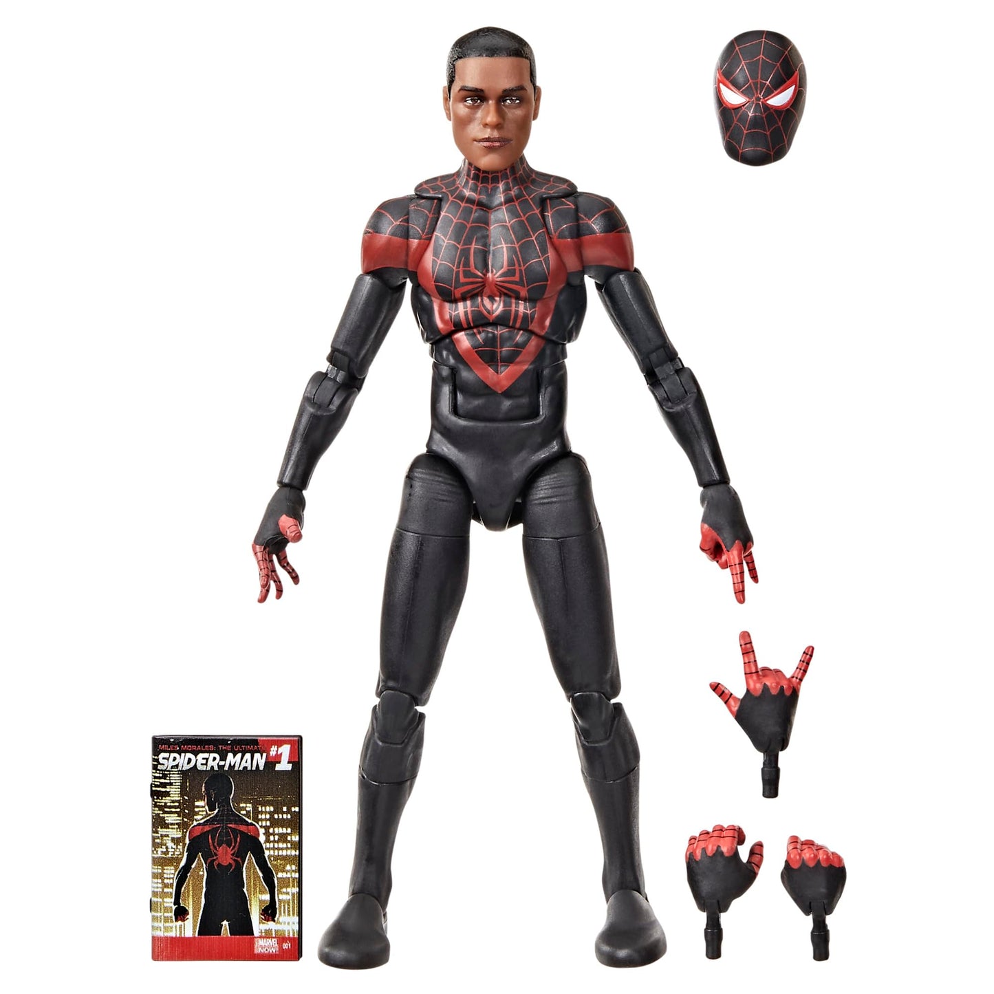 Marvel Legends Series Ultimate Miles Morales, Spider-Man Comics-Inspired Collectible 6-Inch Scale Action Figure with Character-Sized Comic Accessory