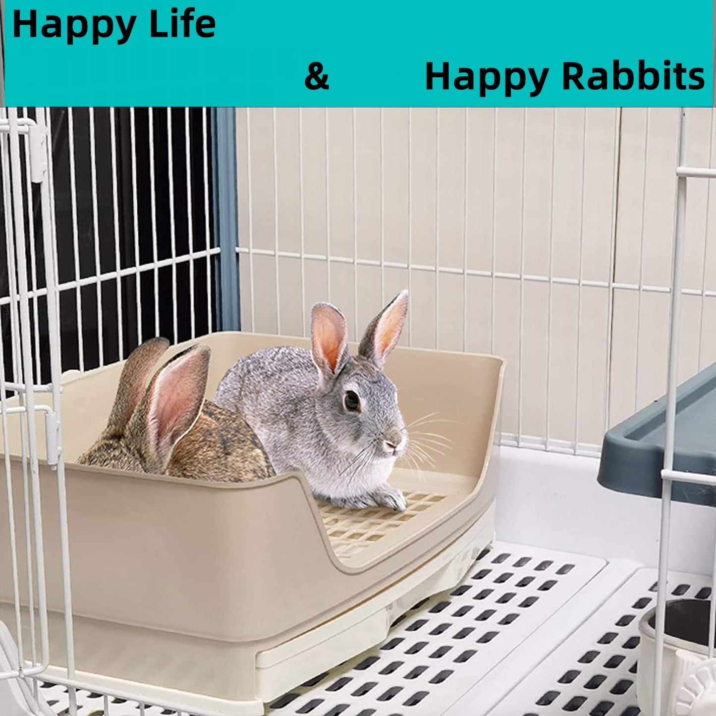 Large Rabbit Litter Box, Plastic Rabbit Toilet Potty Trainer Corner Litter Box with Drawer Pet Pan for Adult Guinea Pig Hamster Bunny Chinchilla Ferret Small Animals (White)