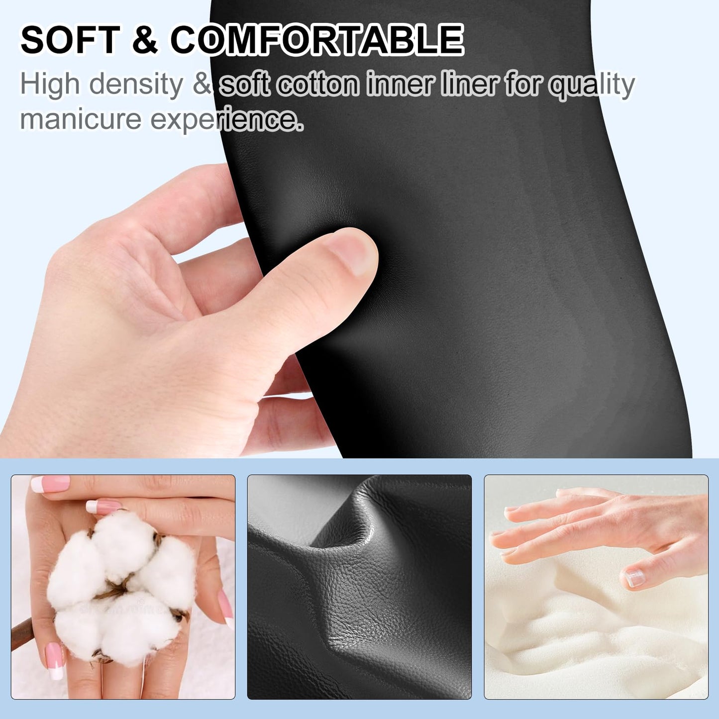 Arm Rest for Nails Tech,Comfortable Leather U Shaped Manicure Hand Rest Pillow Cushion,Ergonomic Slope Nail Arm Rest Stand for Nails Salon,Detachable Bracket,Easy to Clean(Black）