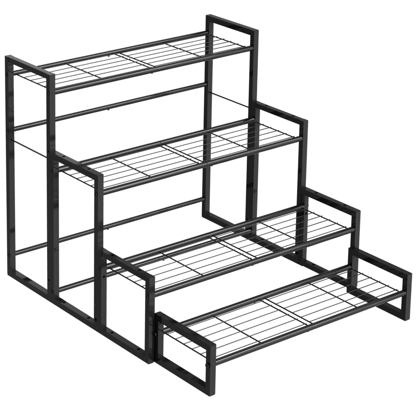 VyGrow Plant Stand, 4 Tier Stackable Tiered Plant Stand, Scalable Heavy Duty Tall Plant Shelf for Indoor Outdoor, Garden, Display Shelves, Flower Pot Holder (Black)