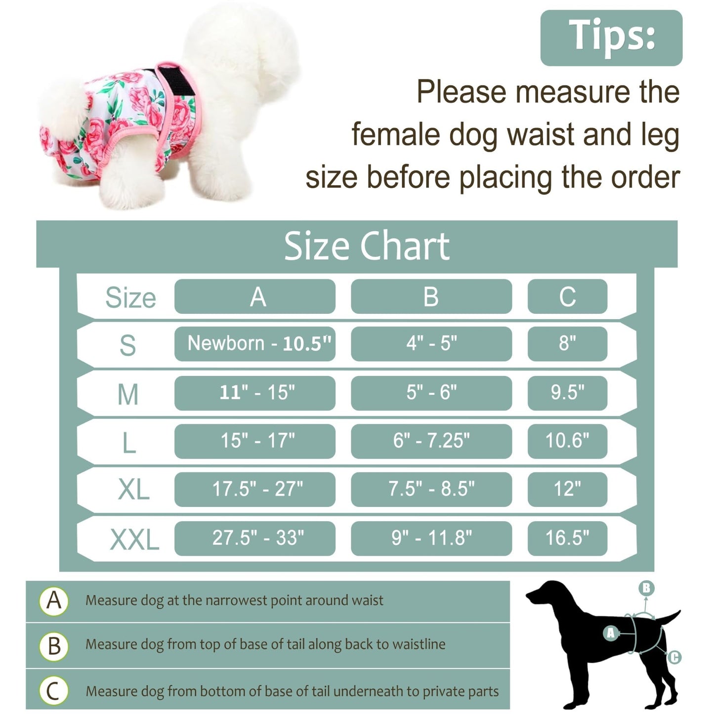 Grecle Washable Female Dog Diapers - Premium Reusable Diapers for Doggie in Heat - Highly Absorbent Dog Diapers Female for Pet Incontinence with Adjustable Snaps Sunflower, XXL