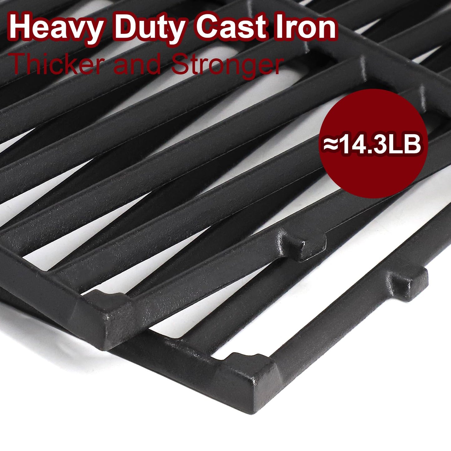 Hiorucet 19.5" Cooking Grids Replacement for Weber Genesis 300 Series, Genesis E310/E320/E330/S310/S320/S330, Heavy Duty Cast Iron Grill Grate for Weber Parts 7524, 3 Burner BBQ Grills, 2-Pack