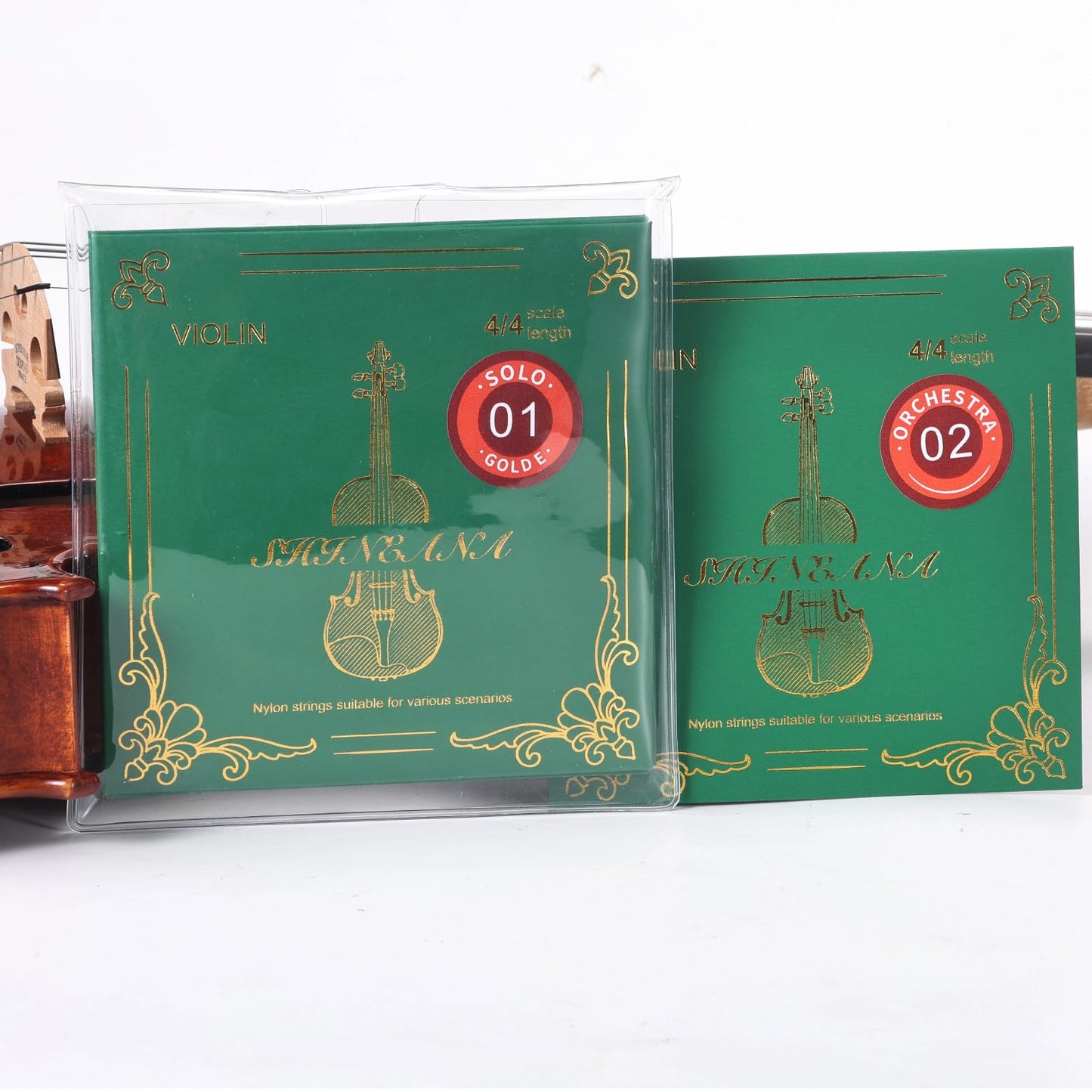4/4 Full Set Violin Strings with BONUS GOLD E String | Premium Synthetic Core for Warm, Rich Sound & Enhanced Projection | Medium Tension, Concert-Tested | Fits All 4/4 Violins