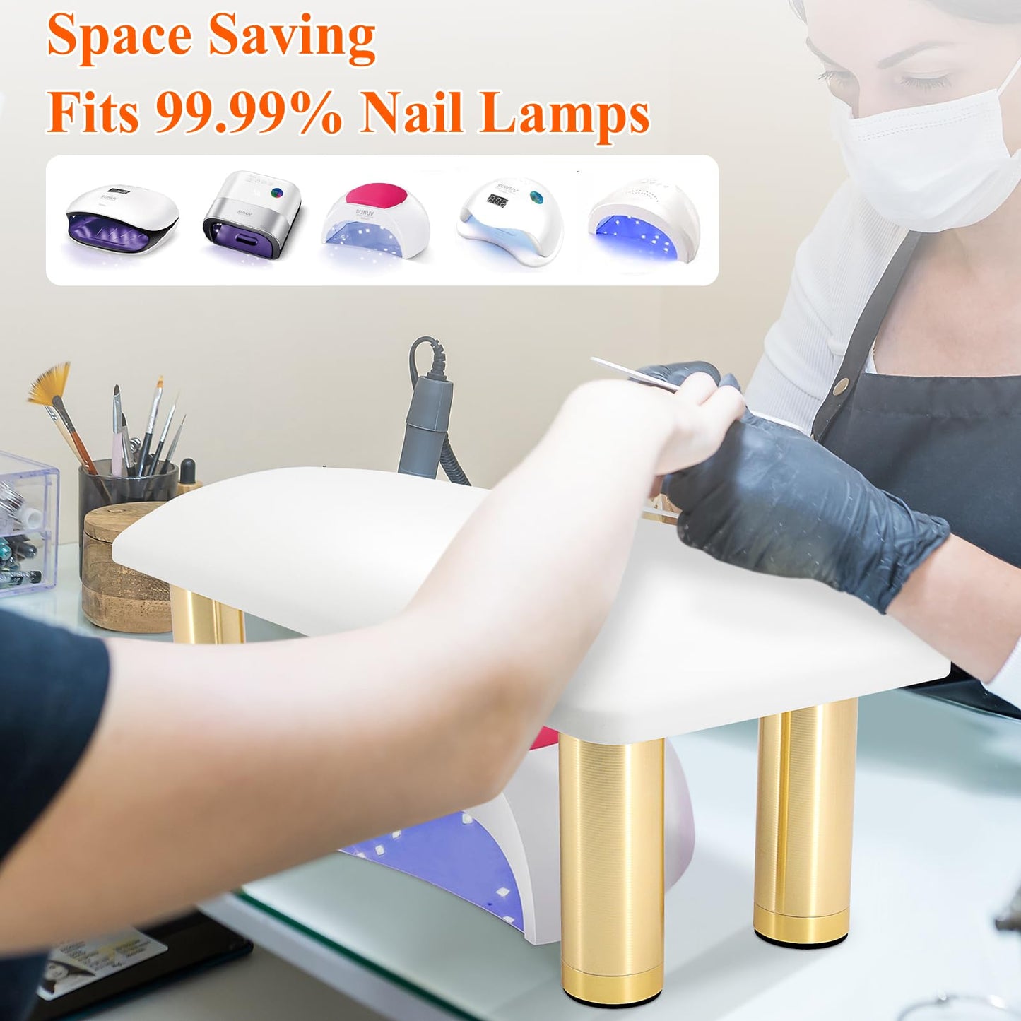 Arm Rest for Nails Tech, Adjustable Height, Nail Arm Rest Manicure Hand Rest Stand with Non-Slip Aluminum Alloy Legs, HR601