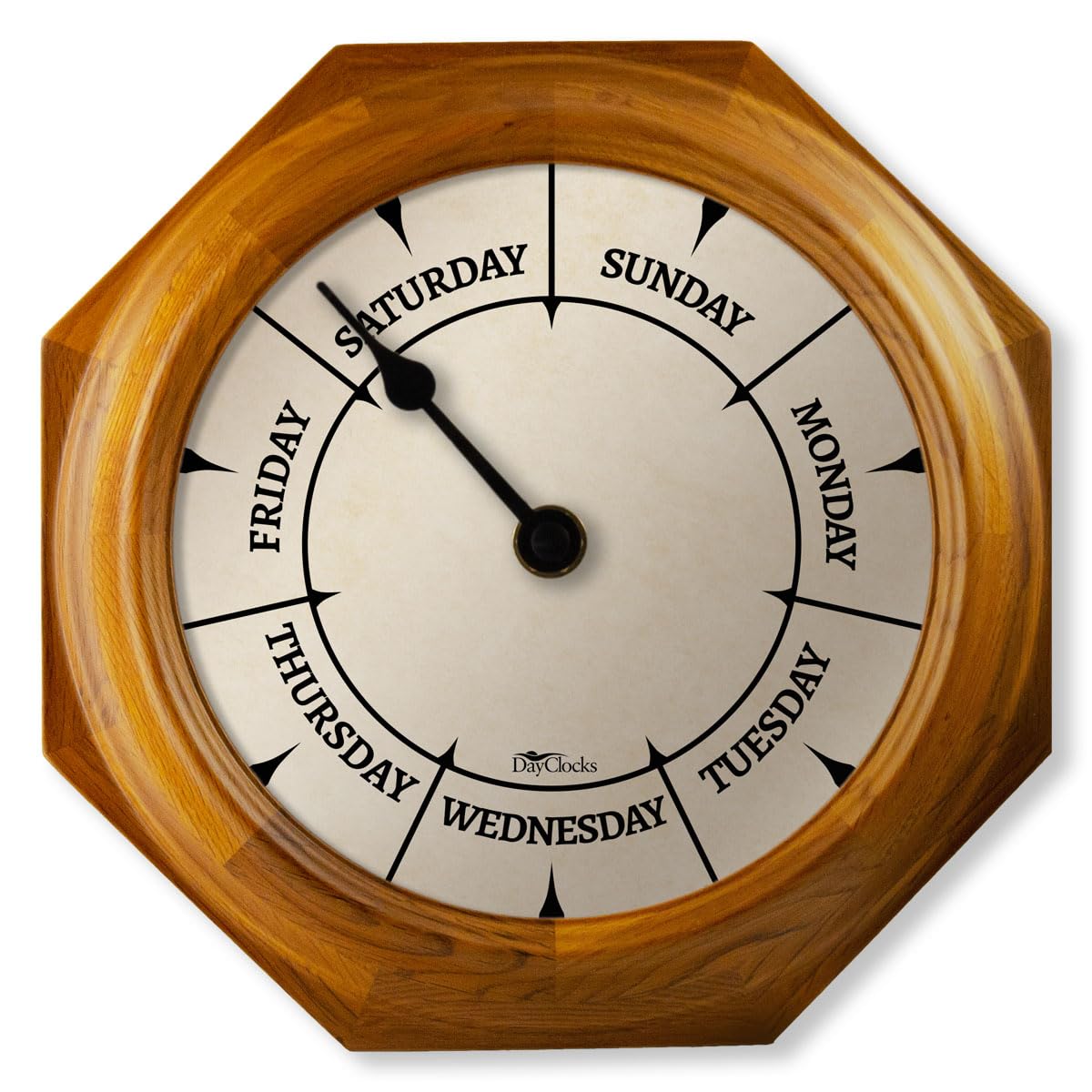 DayClocks Classic Day of The Week Wall Clock with Solid Wood Frame – Calendar Day Clock – Ideal Retirement Gift for Men & Women – Oak, 10"