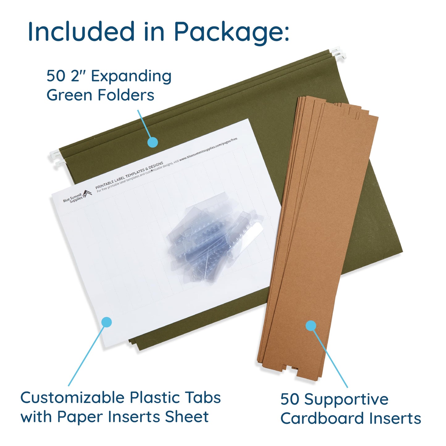 50 Extra Capacity Hanging File Folders, Heavy Duty, 2’’ Expansion Filing Folders, Designed for Bulky Files, Legal Charts, Manuals, and More, Standard Green, Legal Size, 50 Pack