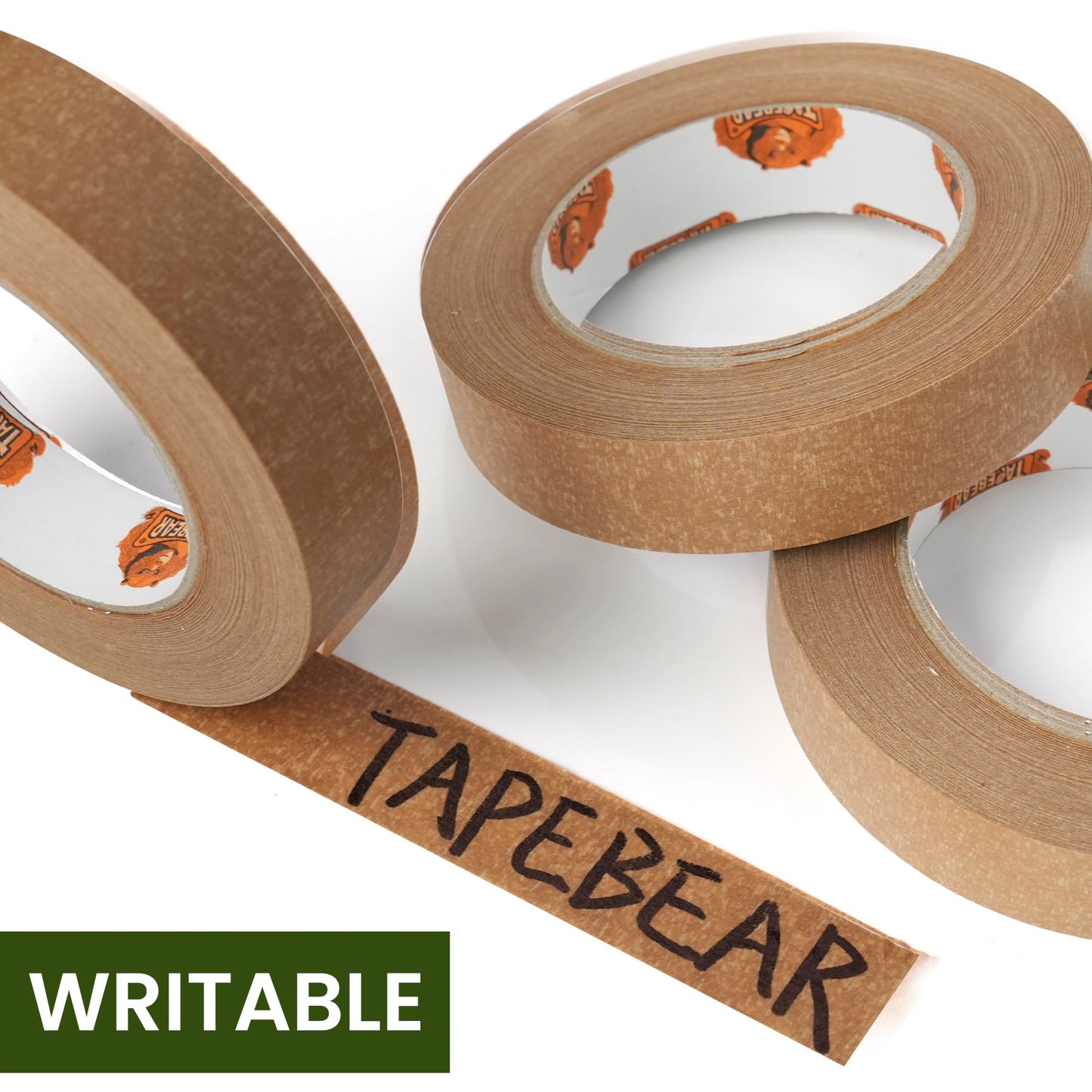 TAPEBEAR Narrow Kraft Paper Tape 12Rolls 1" x 164FT, Eco-Friendly Brown Packing Tape Recyclable for Photo Framing, Gift Wrapping, Labeling, Packaging, Shipping, Sealing, Moving