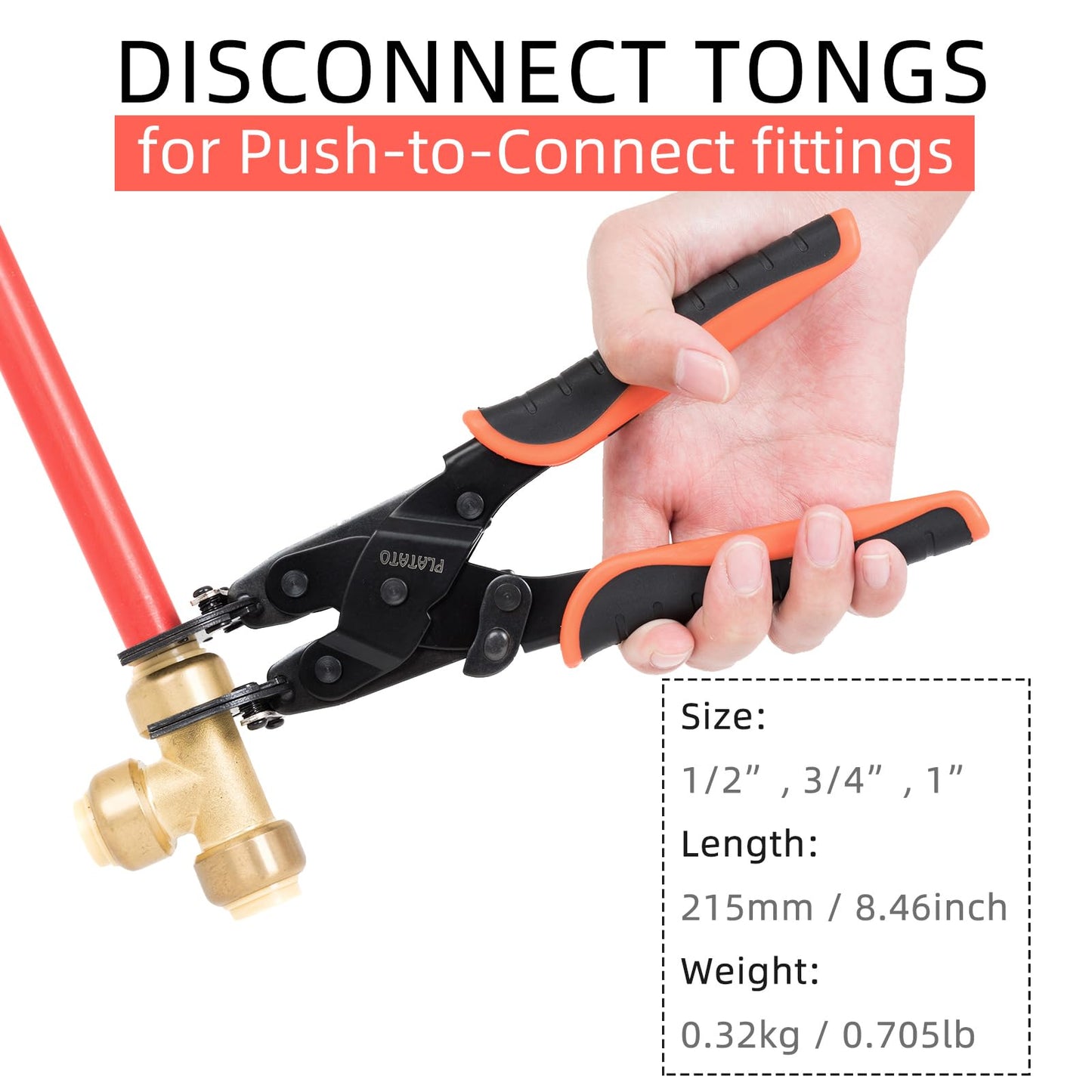 PLATATO Push to Connect Removal Tool Disconnect Tongs for 1/2”, 3/4”, 1” Push Fittings PEX PVC Copper Pipe Fitting