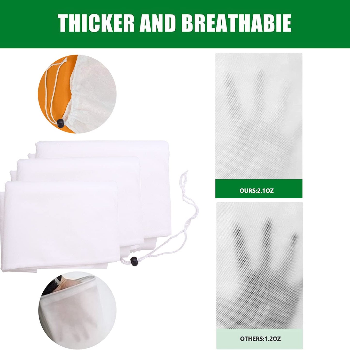 3 Pack Plant Cover for Winter White Freeze Protection Cover with Zipper and Drawstring, Heavy Duty Plant Cover Outdoor Non-Woven Fabric Winter Plant Covers for Trees, Shrub 47.2 inch* 70.8 inch