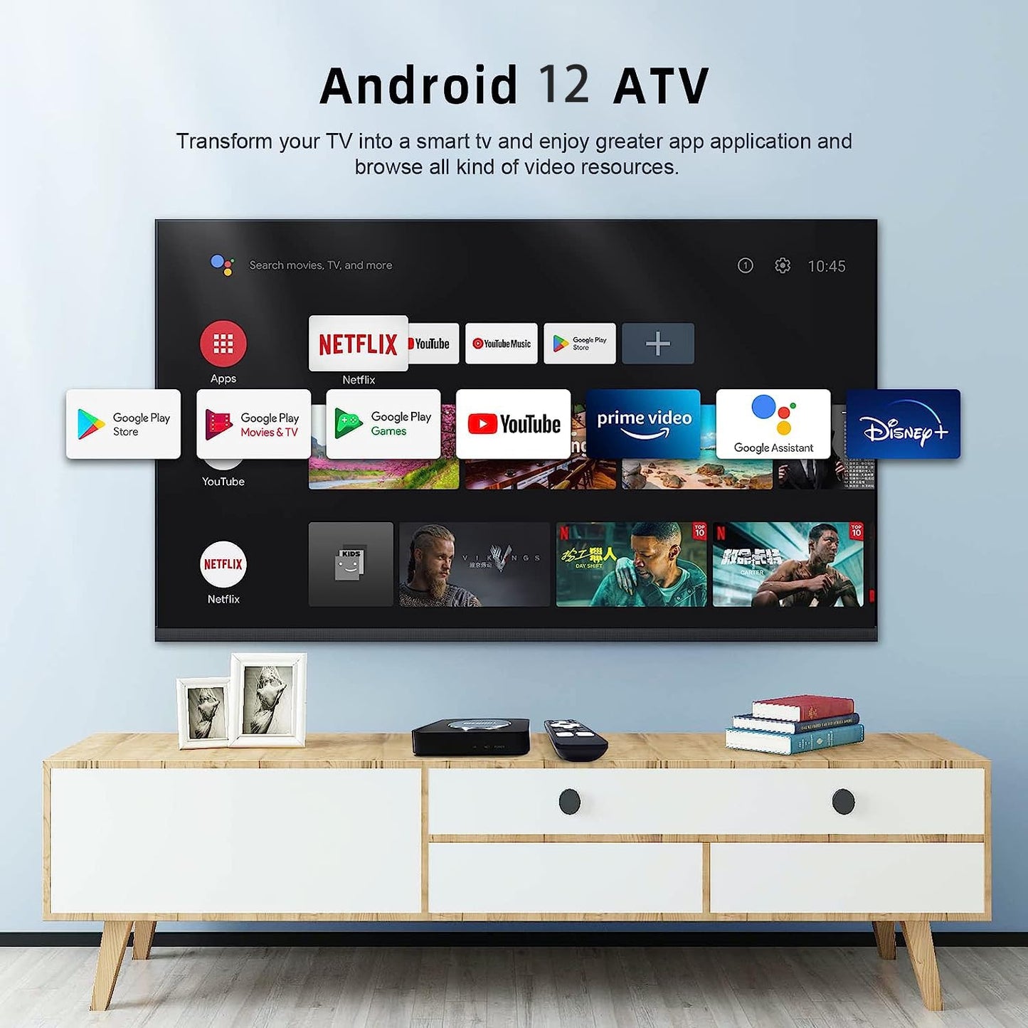 Android TV Box, MECOOL KM2 Plus 2GB 16GB Smart TV Box with Netflix Certified, Google Assistant Dolby Atmos, TV Box 4K Support AV1, 2.4G/5G, Ethernet, WiFi 5, BT 5.0 with Amlogic S905X4