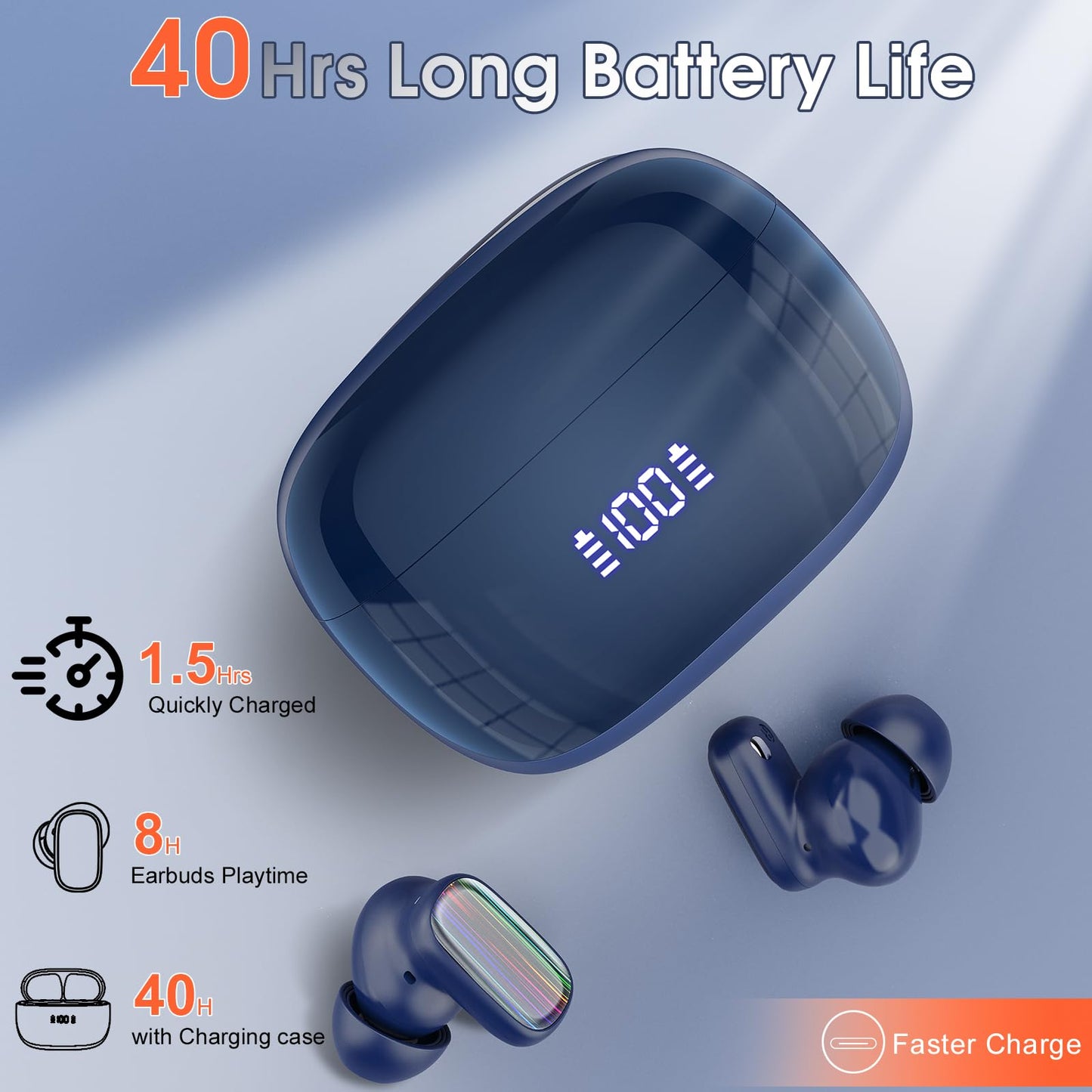 164 Language/6 Translation Modes Translator Earbuds, Bluetooth 5.4 Translation Device for Travel Business Learning, Blue