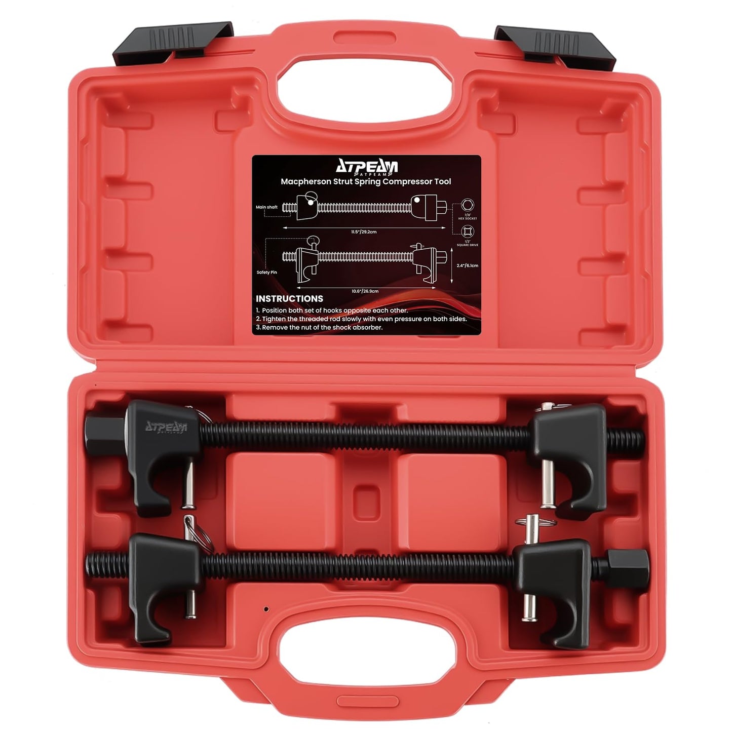ATPEAM Macpherson Strut Spring Compressor Tool Kit | Heavy Duty Coil Spring Compressor Tool Set for Car, Truck, Motorcycle 1/2" Square Drive， 13/16in Socket, 2PC Set