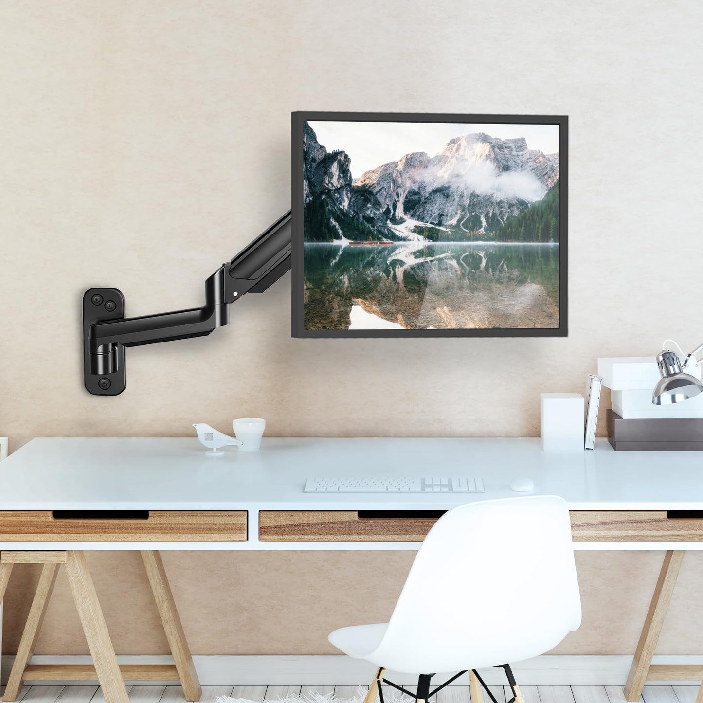 HUANUO Monitor Wall Mount for 17 to 32 Inch Computer Screen, Monitor Wall Mount Arm Holds up to 17.6lbs, Height Adjustable Full Motion Design Wall Monitor Arm - VESA Mount 75x75,100x100