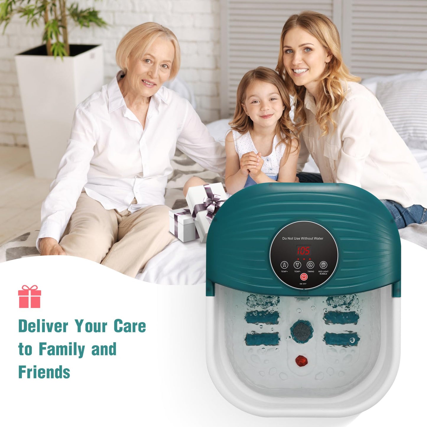 Collapsible Foot Spa Bath Massager with Heat, Bubble, 35-48℃ /95-118℉ Adjustable Temperature Fast Heating, Massage Rollers(Non-electric) with Detachable Massage Points Relief at Home