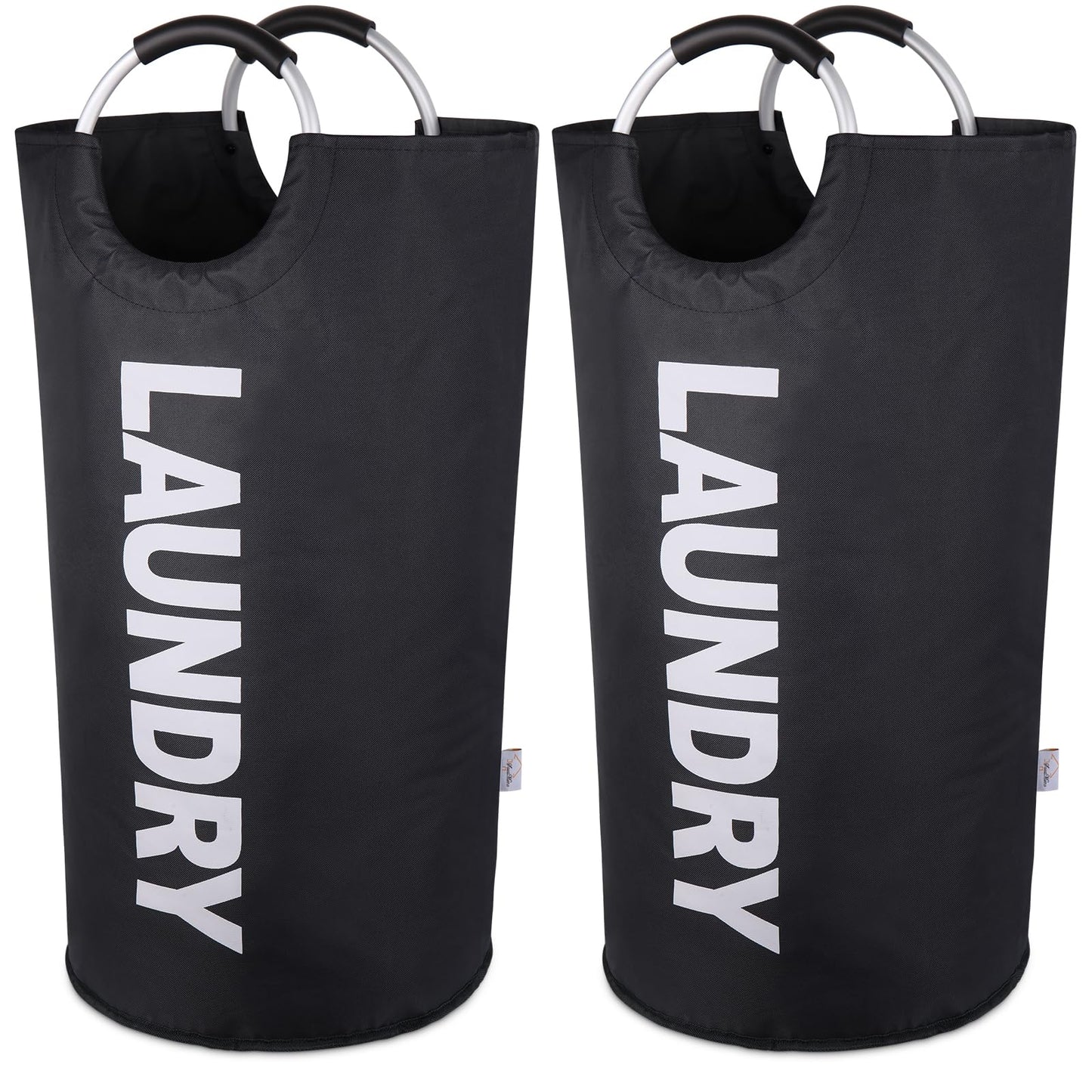 SweetMemo 95L Laundry Hampers 2 Pack ，Large Tall Laundry Baskets with Handles, Freestanding Cloth Hamper Bag – Dirty Fabric Laundry Bags for College Dorm，Laundry Room, Sturdy, Lightweight – Black