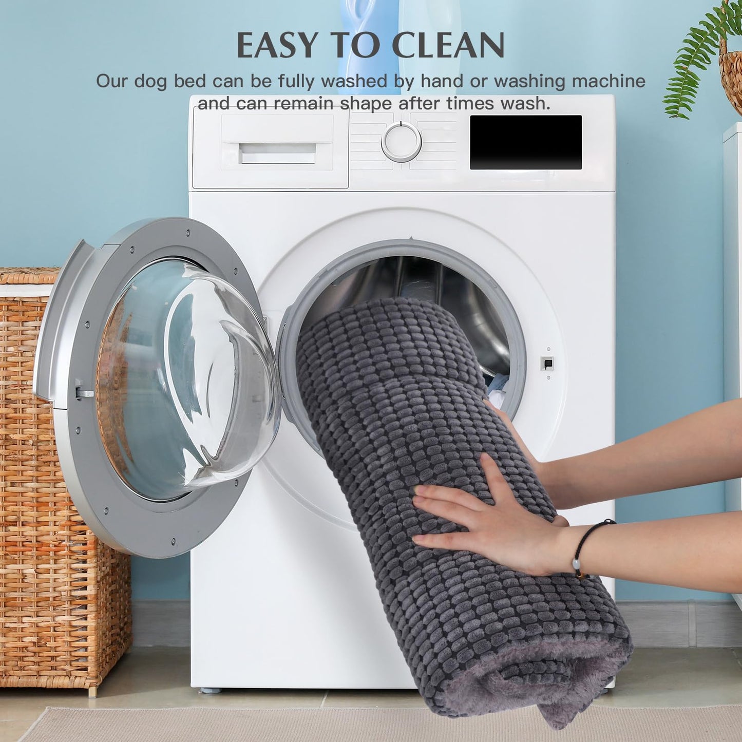 BVAGSS Dog Bed Mat,Reversible Dog Crate Pad, Memory Foam Dog Beds, Soft Warm Pet Cushion for Small Medium Dogs, Washable Pet Sleeping Mattress Kennel Bed Pad XH079 (42''x28''x1.6'',Light Grey)