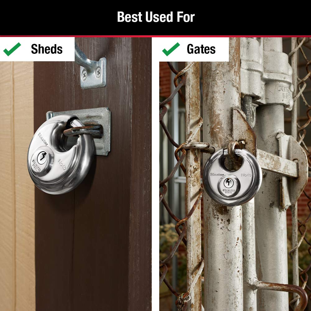 Master Lock 40TRI Shrouded Stainless Steel Disk Padlock with 2-3/4" Wide Body (Pack of 3)