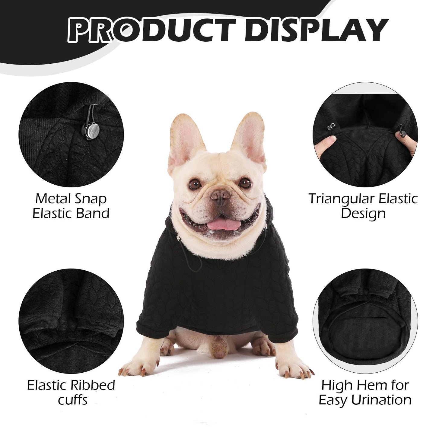 EXPAWLORER Dog Hoodie,Warm Pet Clothes for Small Medium Large Dogs Gril Boy,Dog Sweatshirt Puppy Sweater with Pouch for Cold Weather Fall Winter,Cat Hooded Coat Apparel,Black XXL