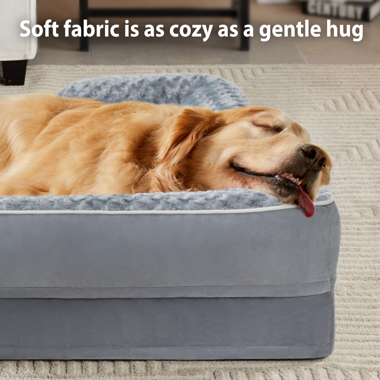 BFPETHOME Dog Beds for Extra Large Dogs, Washable, Bolster Sofa Bed with Waterproof Lining & Non-Skid Bottom, Orthopedic Egg Foam Couch for Pet Sleeping, Pet Bed