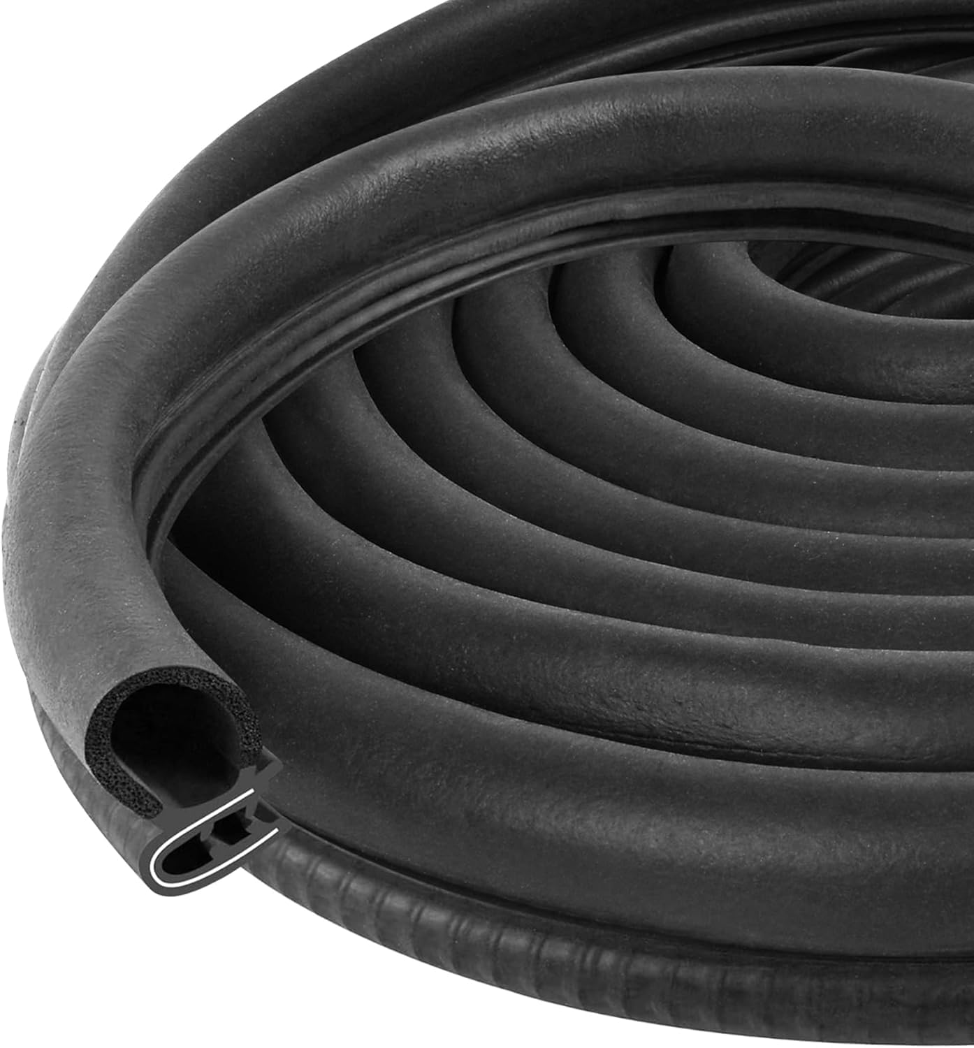 Automotive Door Weather Stripping 30Ft/9.15m Car Door Rubber Edge Trim Seal Strip Gasket with Side Bulb for Car Bus Camper Boat RV Truck Doors