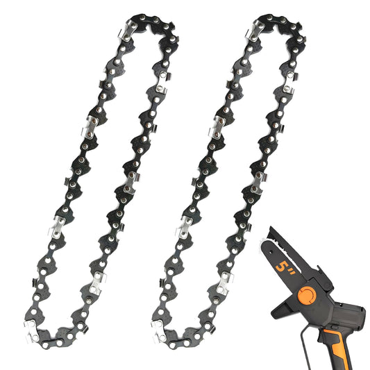 2 Pack 5 Inch Chainsaw Chain Low Kickback 5 Inch Chain Saw Chain Fit for Worx WG324, FASTCRAFT 2020X-L, 5" Replacement Chains Fits for 5" Electric Battery Powered Chainsaw