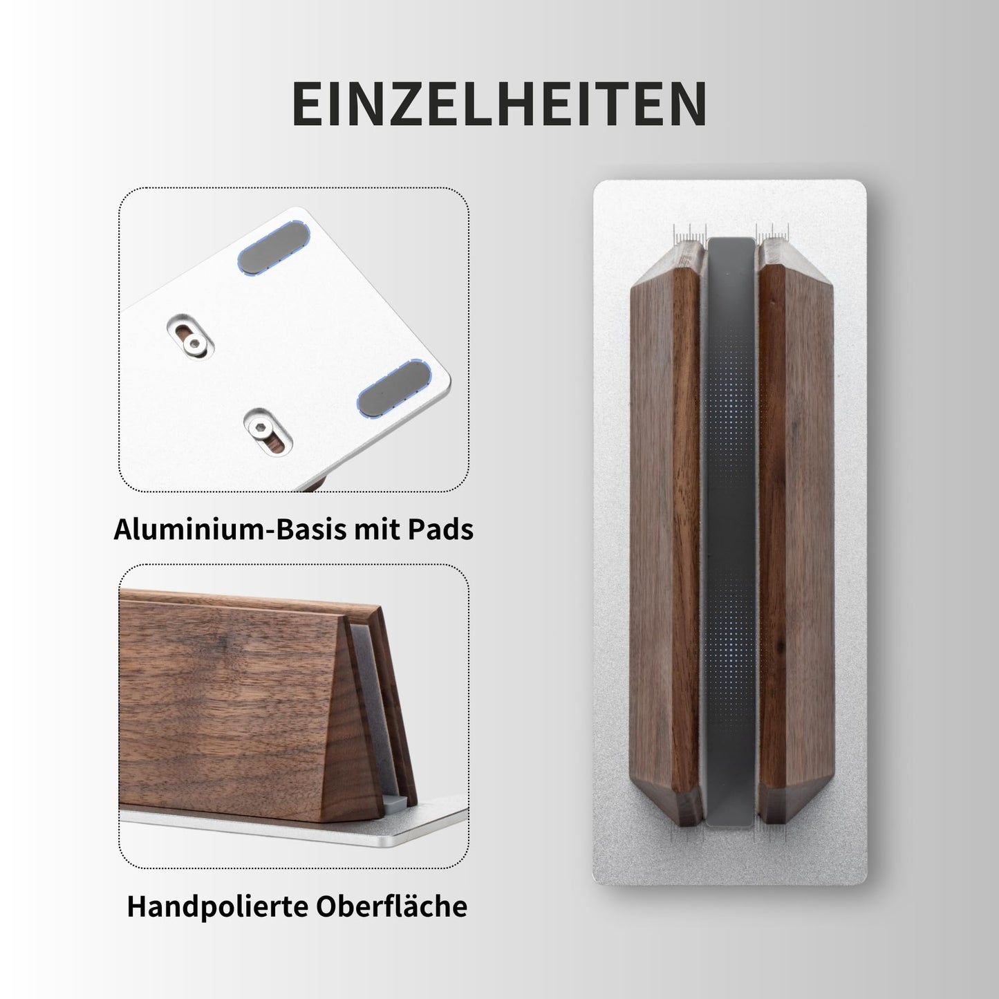 muso wood Vertical Laptop Stand, Walnut Laptop Holder Desktop Stand with Adjustable Dock Size, Wooden Laptop Stand for MacBook Pro and Other Laptops