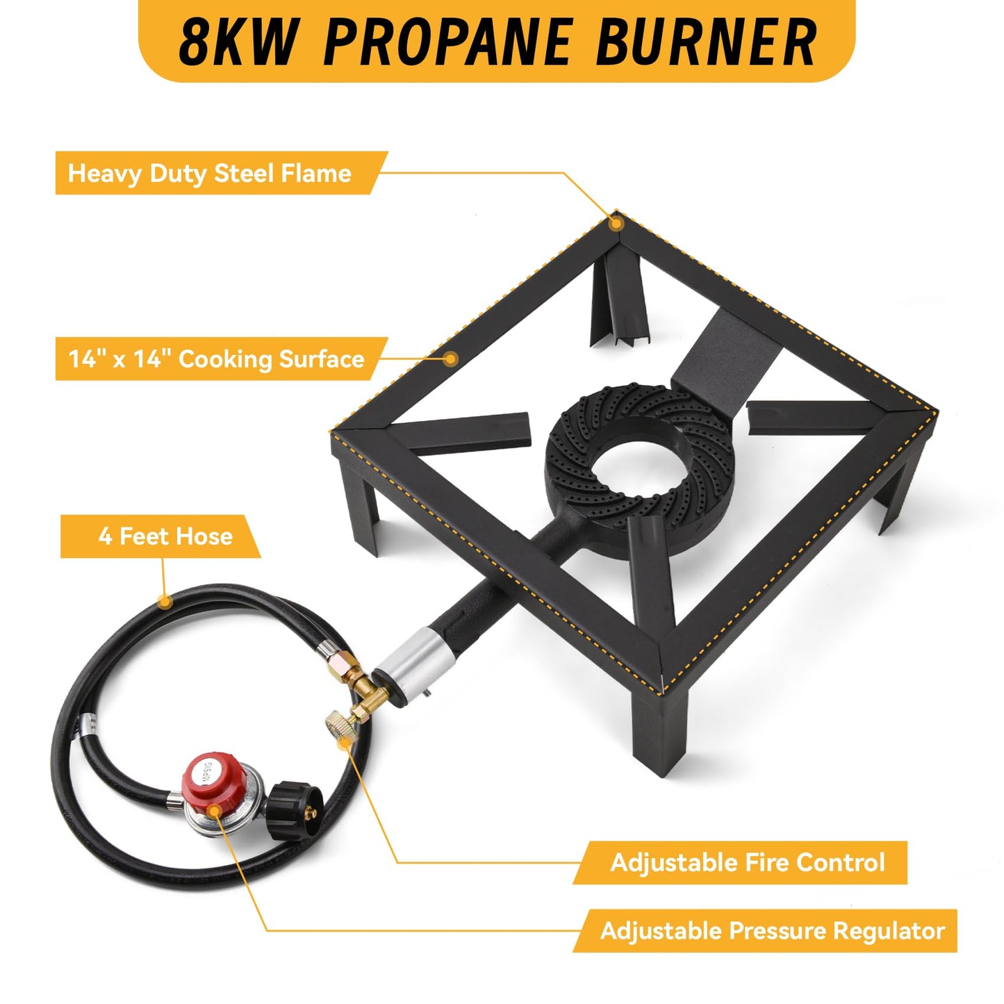 Onlyflame Heavy Duty Single Propane Burner - Outdoor Gas Stove Burner Cooker for Home Brewing, Turkey Fry, Maple Syrup Prep, Camping, Tailgating - 80,000 BTU