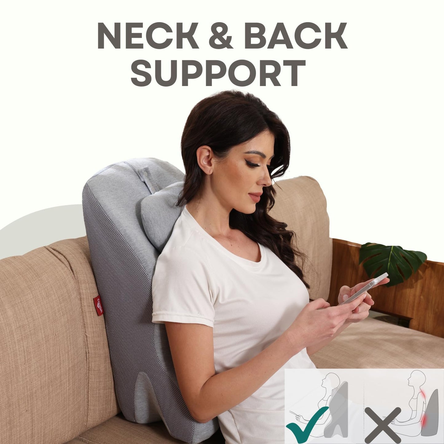 Bed Wedge Pillow, Supportive Memory Foam Pillow for Back, Neck, Leg Support, Acid Reflux, Versatile Usage 50D Memory Foam Machine Washable Cover